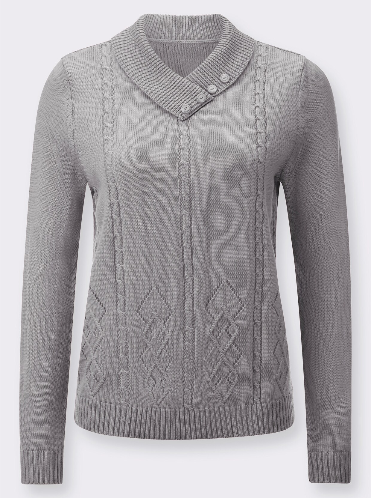 Pullover met V-hals - steengrijs