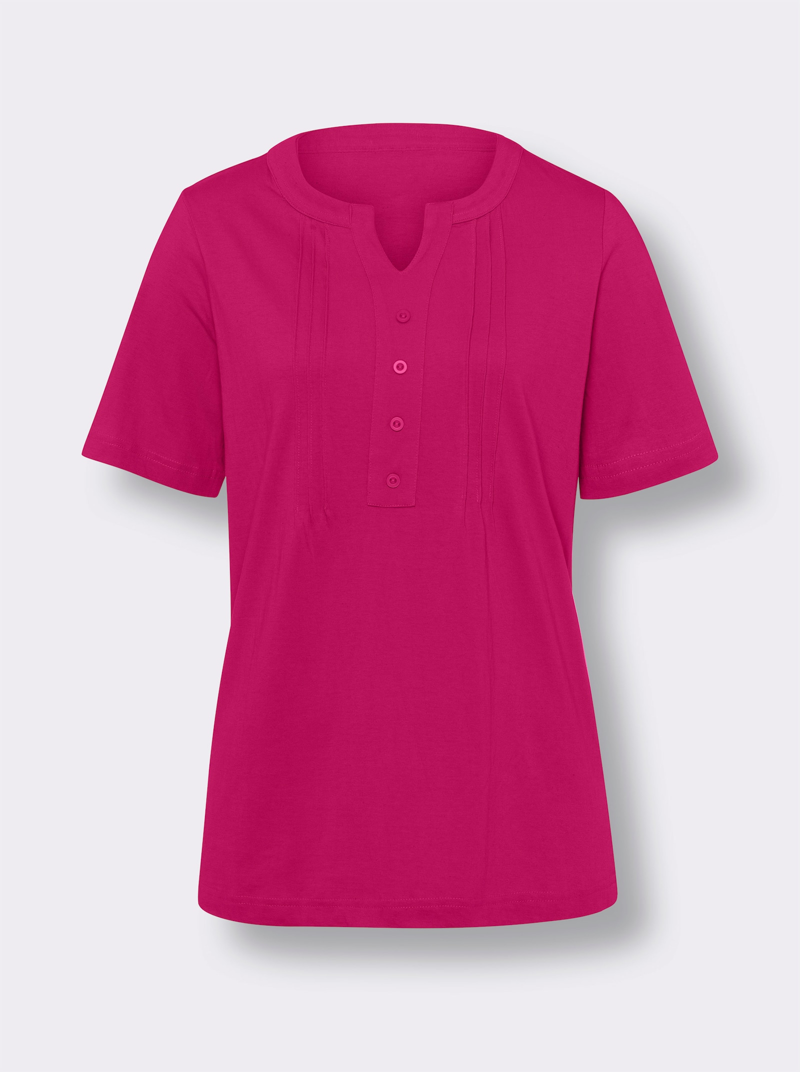 Kurzarmshirt mit Biesen-Verzierung - pink