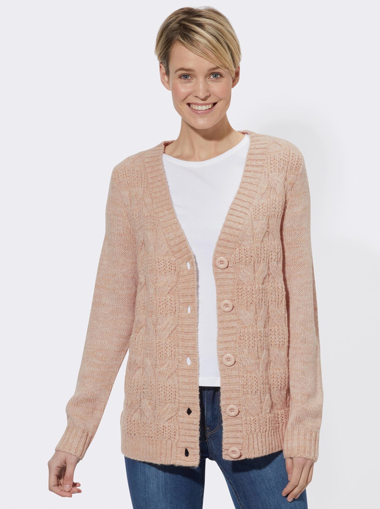 Strickjacke - puder-sand-meliert
