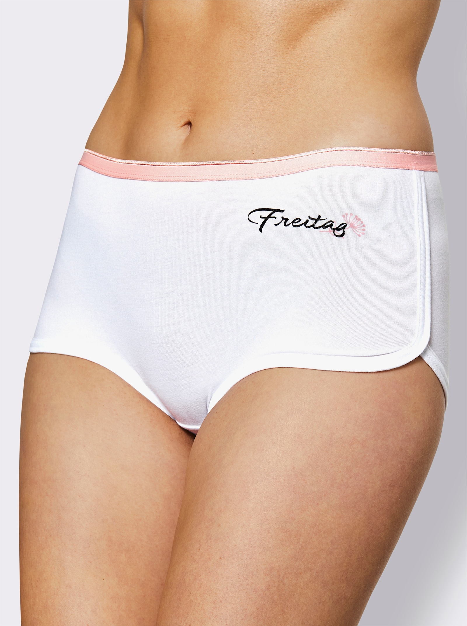 wäschepur Kalhotky s potiskem dnů v týdnu - bílá