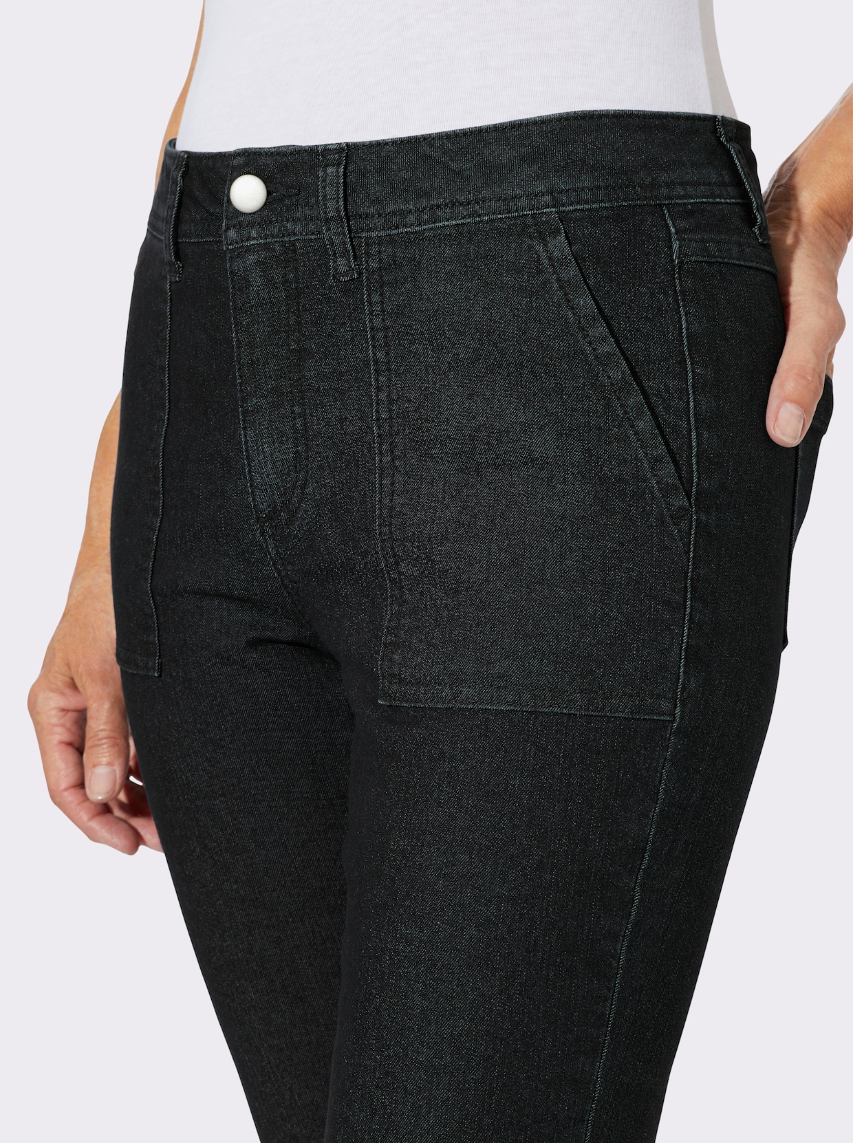 Jeans mit aufgesetzten Taschen - graphit denim