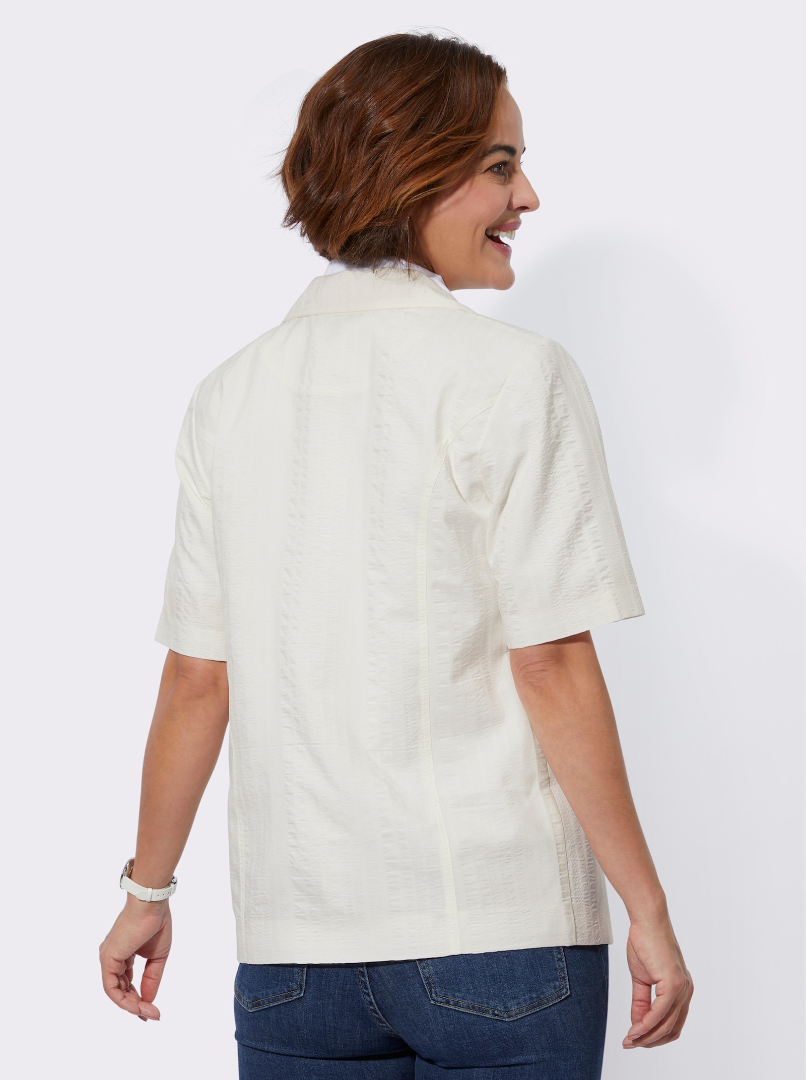 Blusenblazer in Seersucker-Qualität - ecru