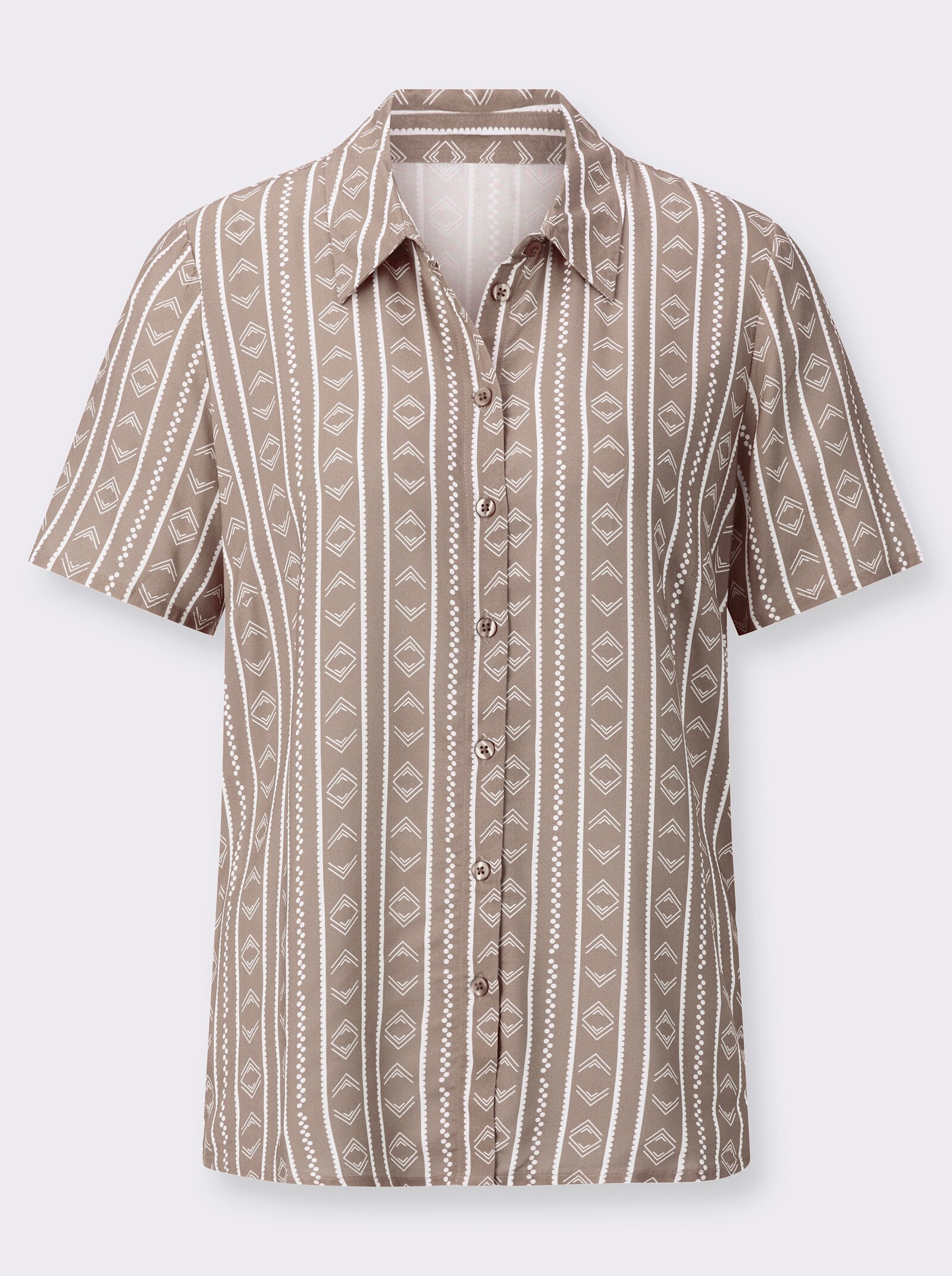 Gestreifte Bluse aus reiner Viskose - beige-ecru-gestreift
