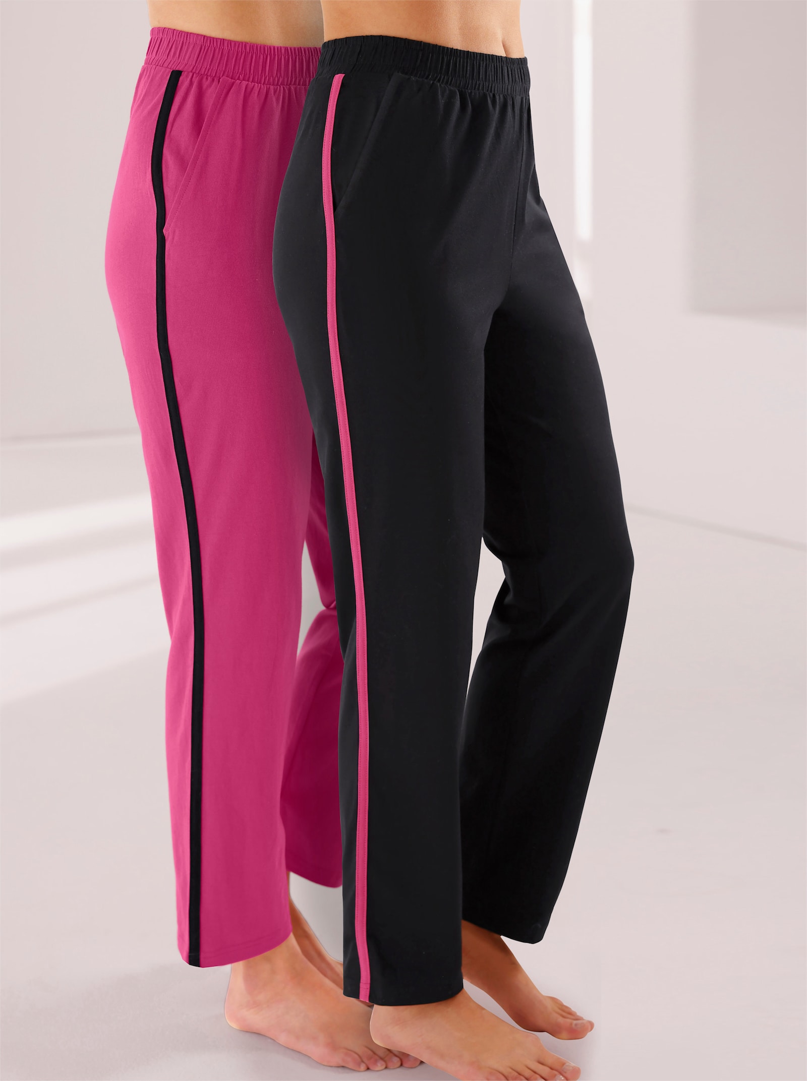 feel good Hosen - schwarz + fuchsia