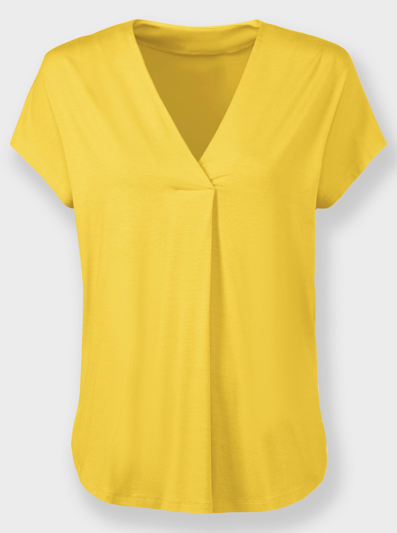 heine Kurzarmshirt mit V-Ausschnitt - sonnengelb
