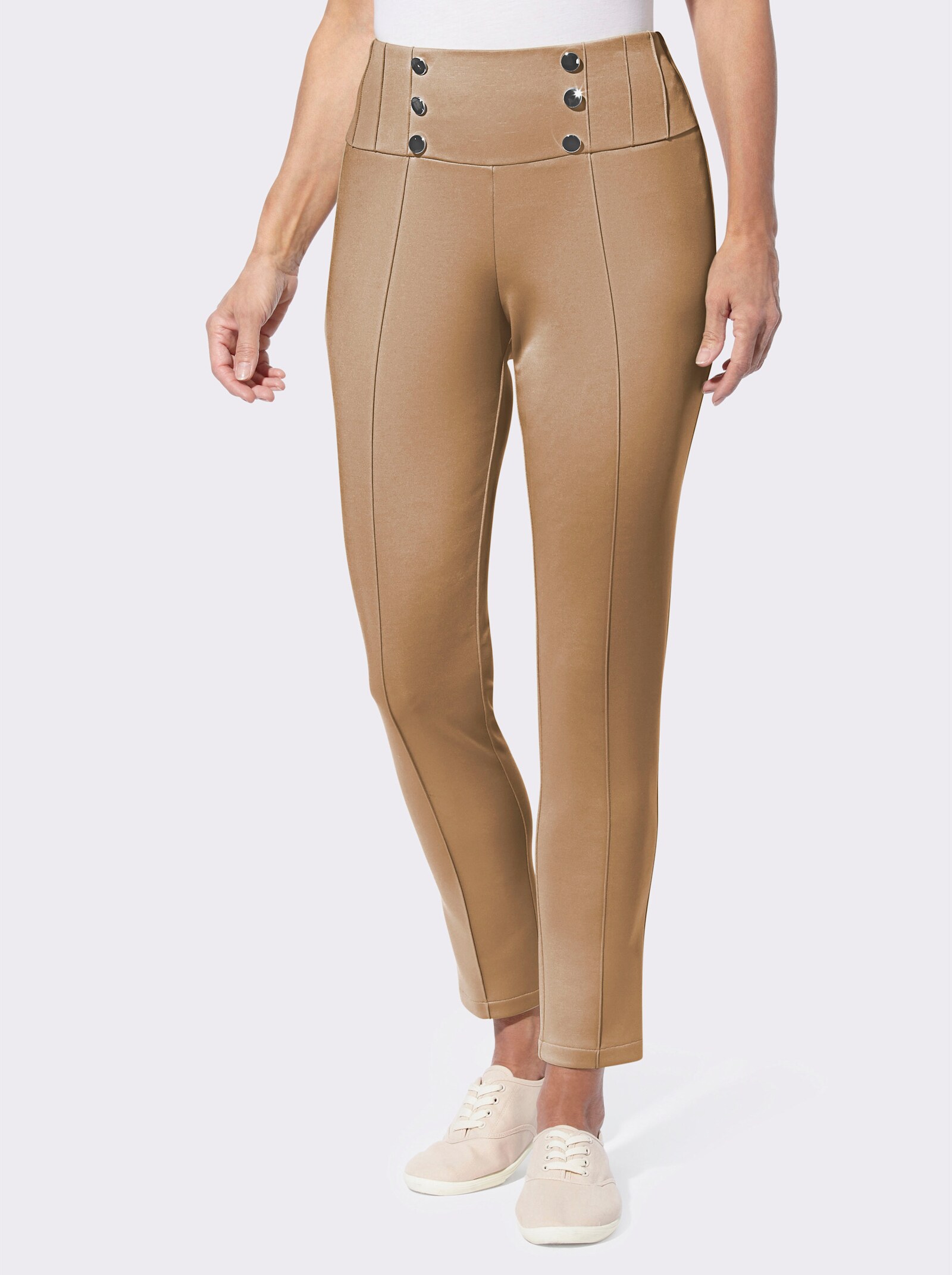 Jerseyhose mit Biesenverzierung - camel