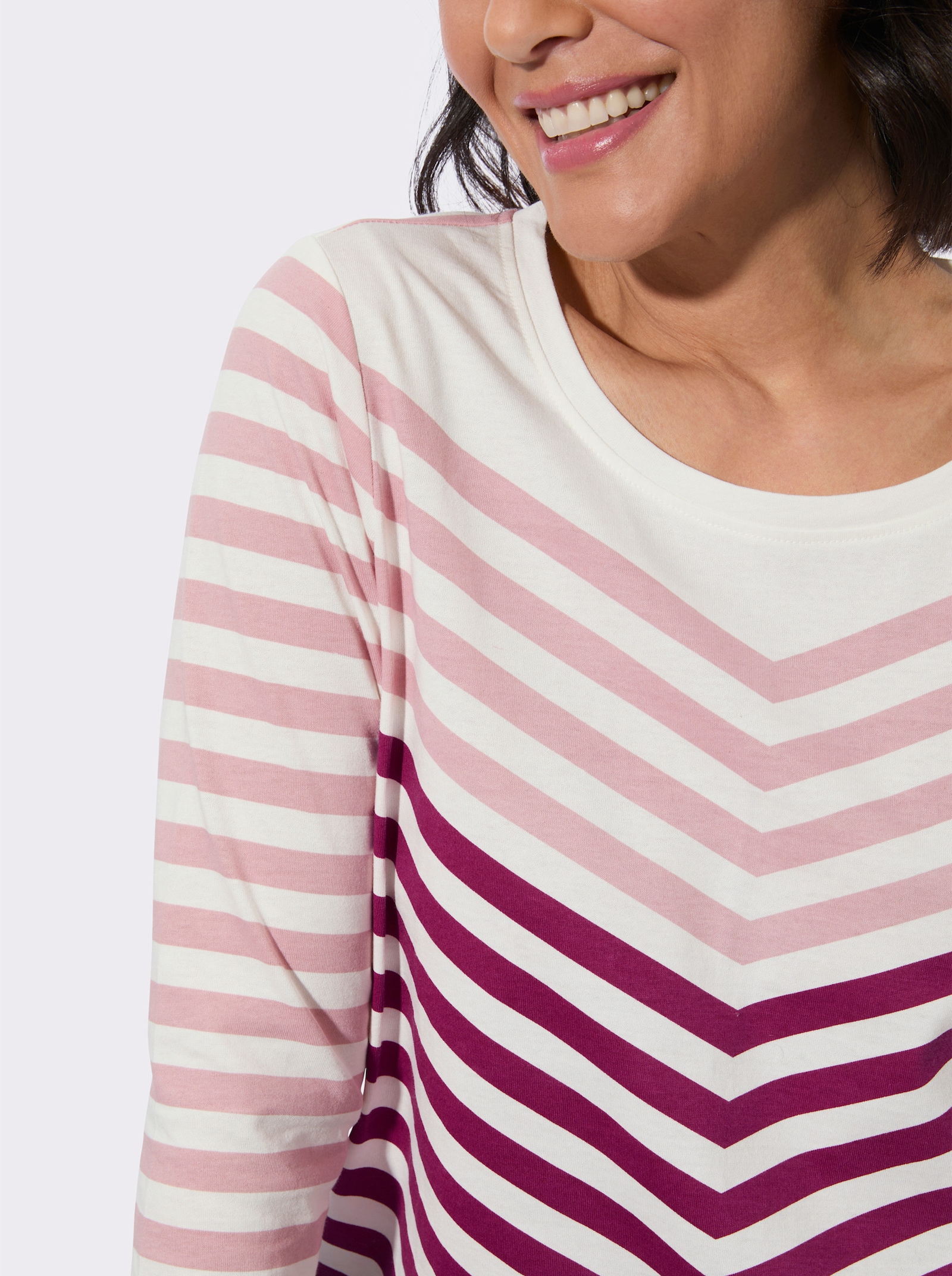 3/4-Arm-Shirt mit Rundhalsausschnitt - hortensie-malve-bedruckt