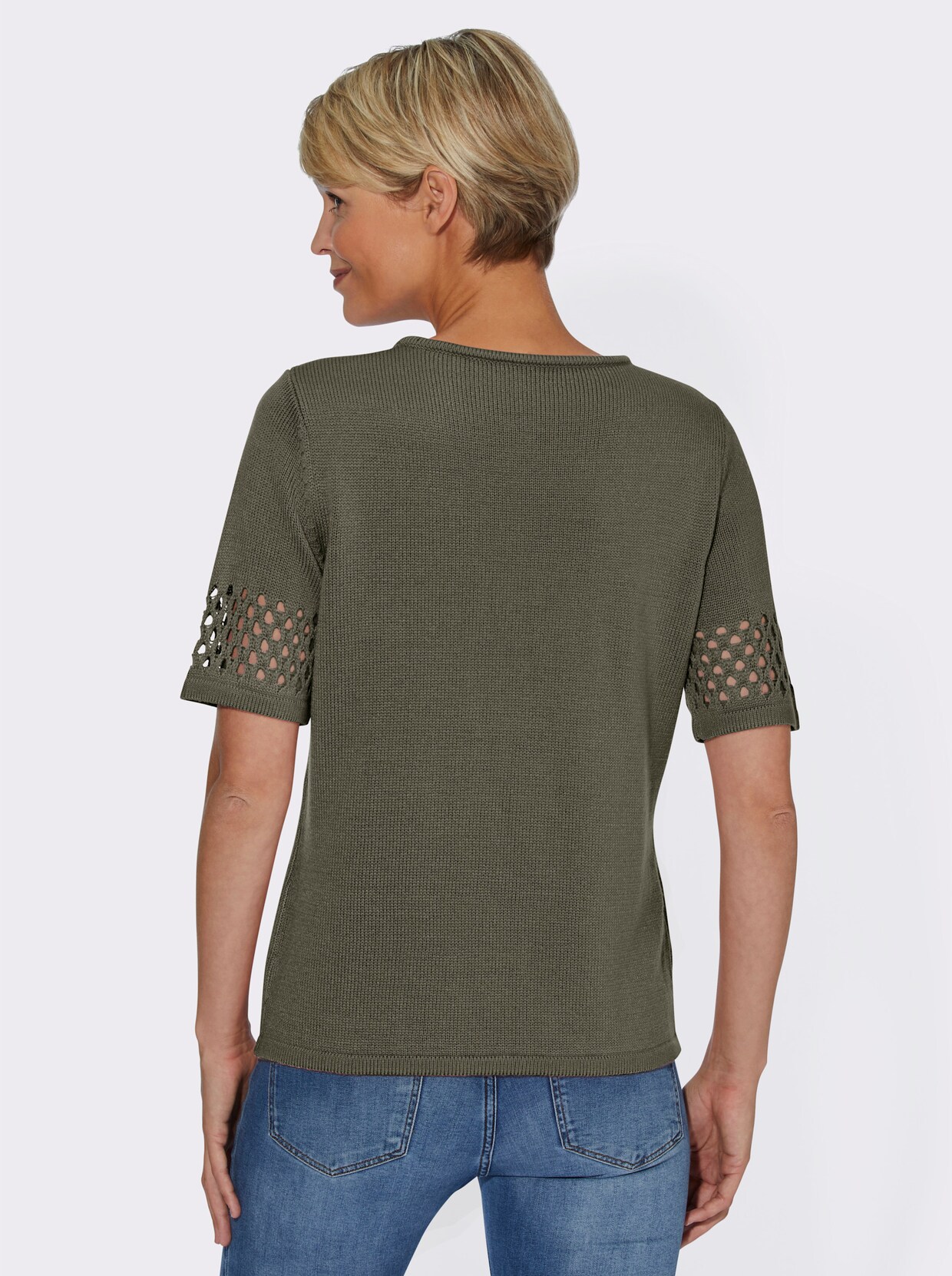 Svetr s krátkým rukávem - khaki