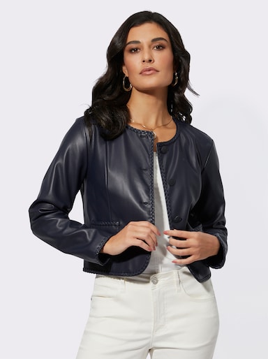 Mainpol Lederimitat-Blazer mit Zierband - marine