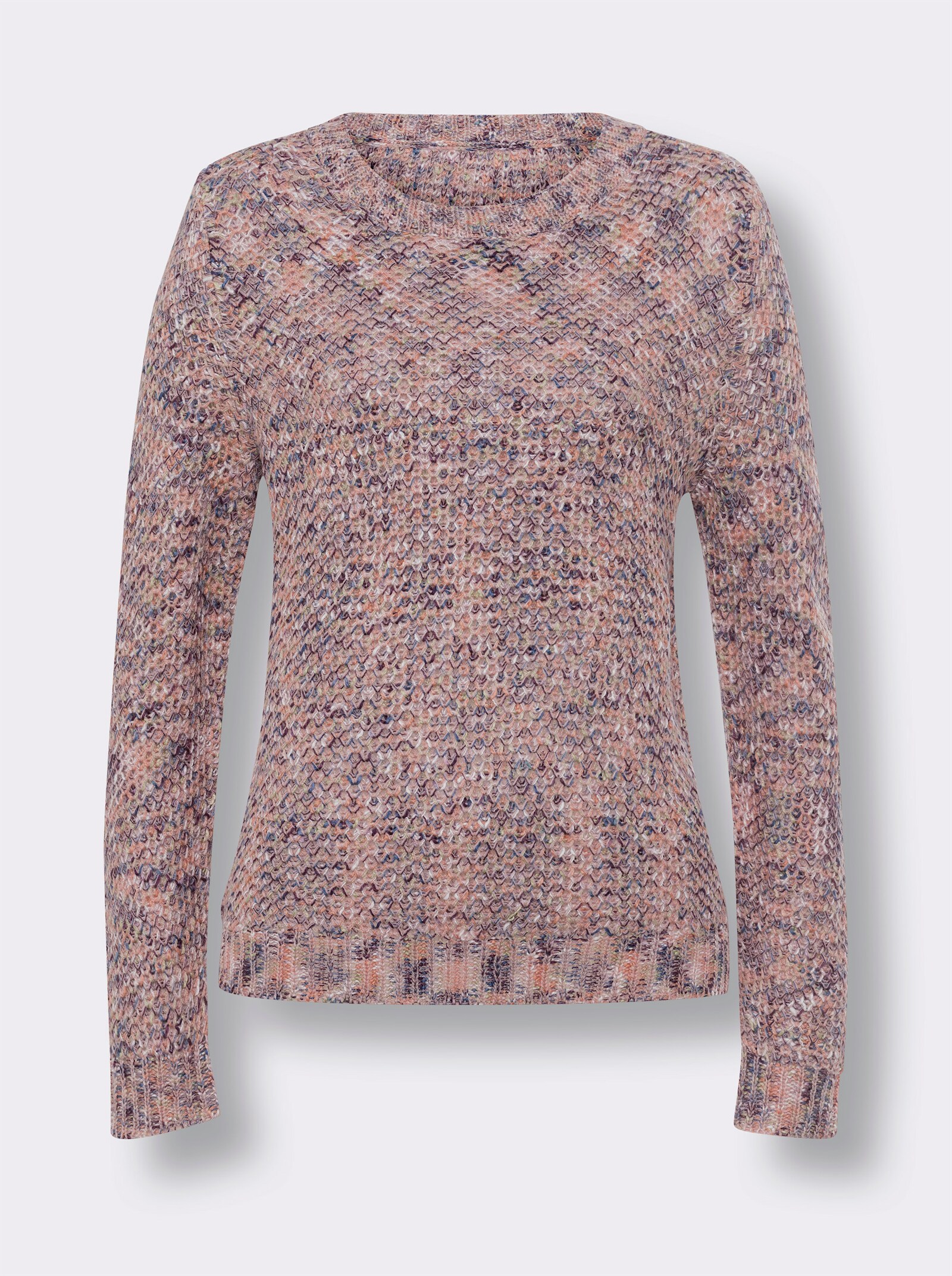 Rundhalspullover in Melange-Optik - rosenquarz-meliert