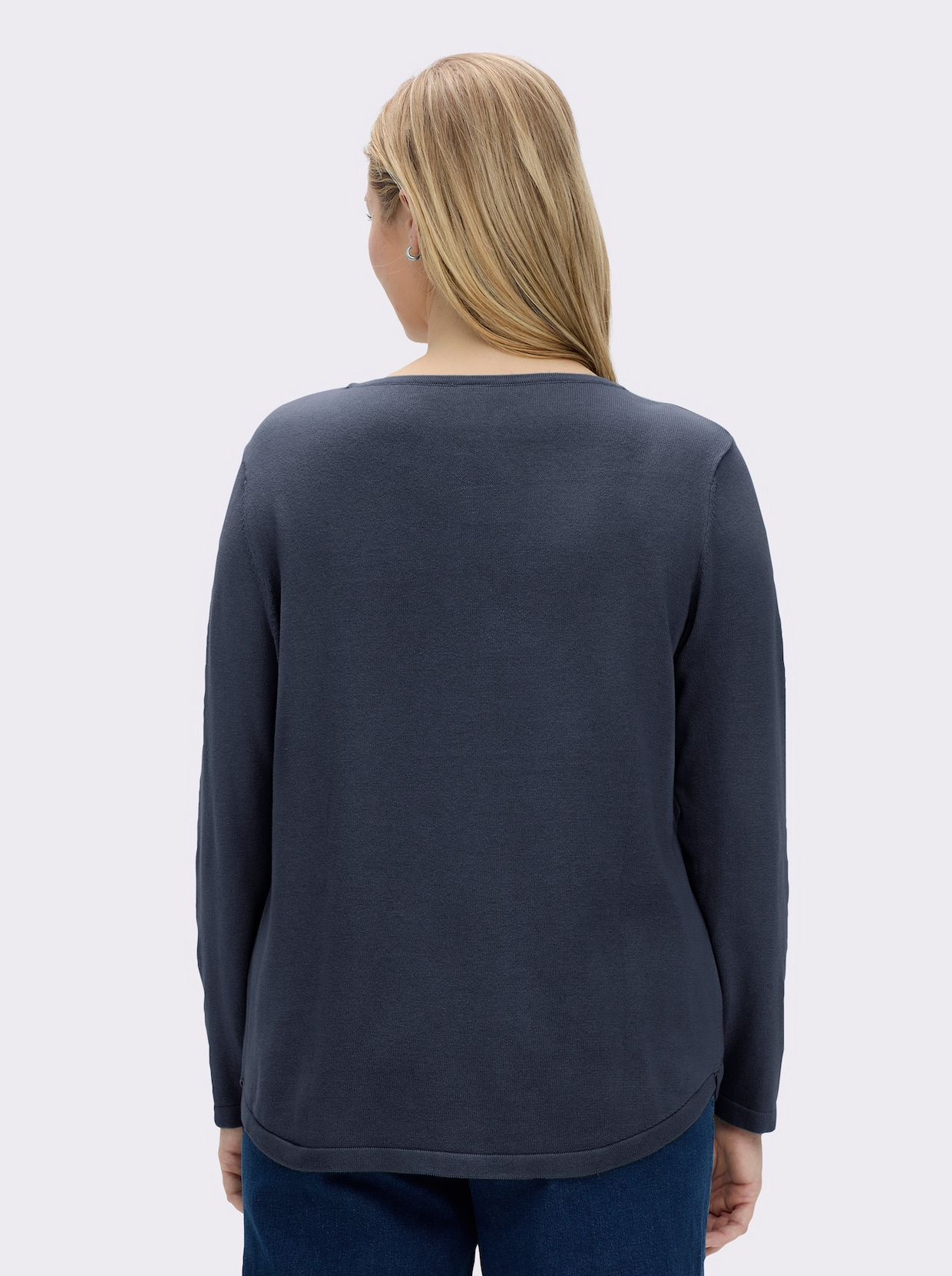 Baumwollpullover mit überlappendem Saum - marine