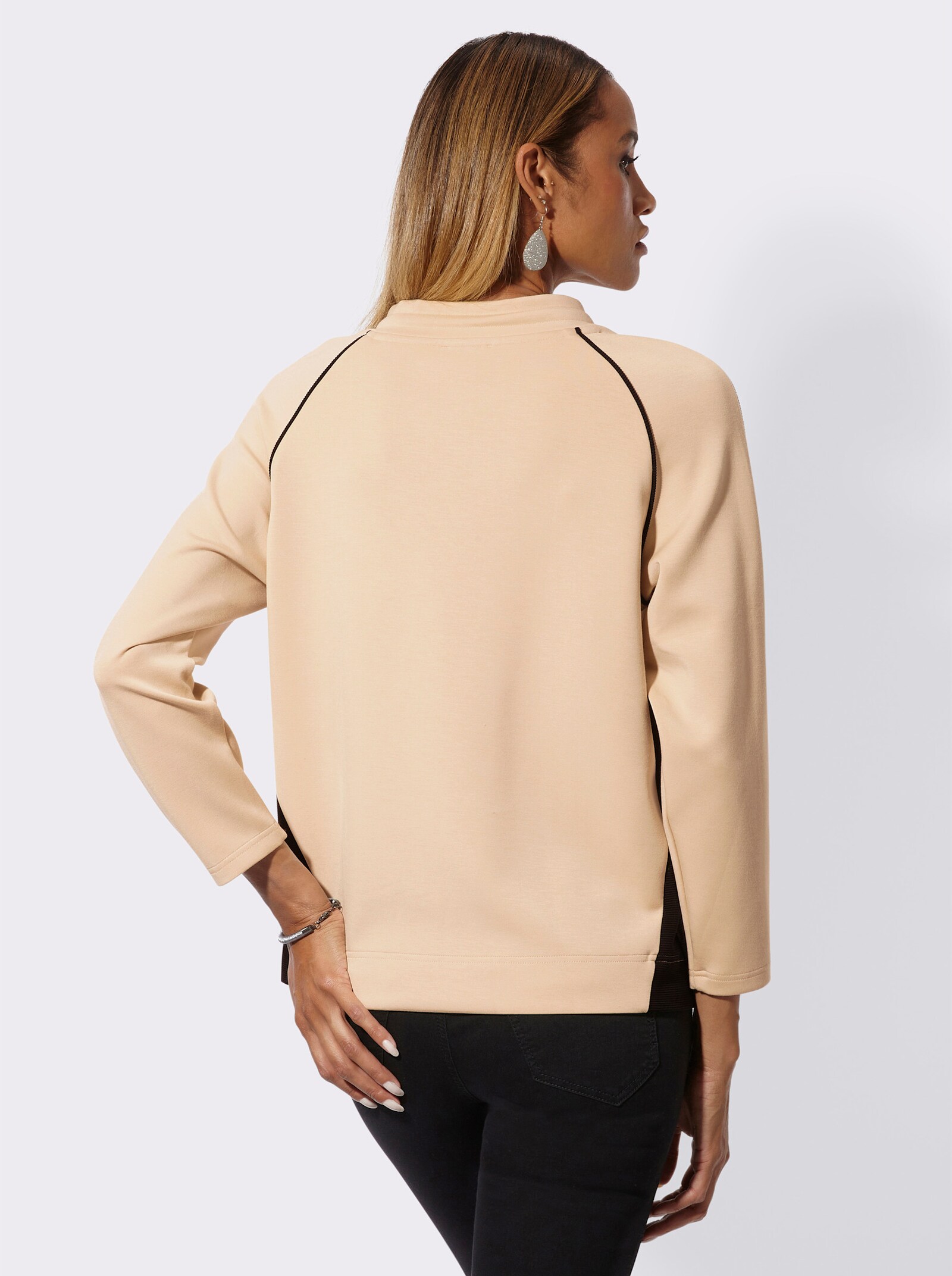 Sweatshirt mit Kontrastakzenten - sand
