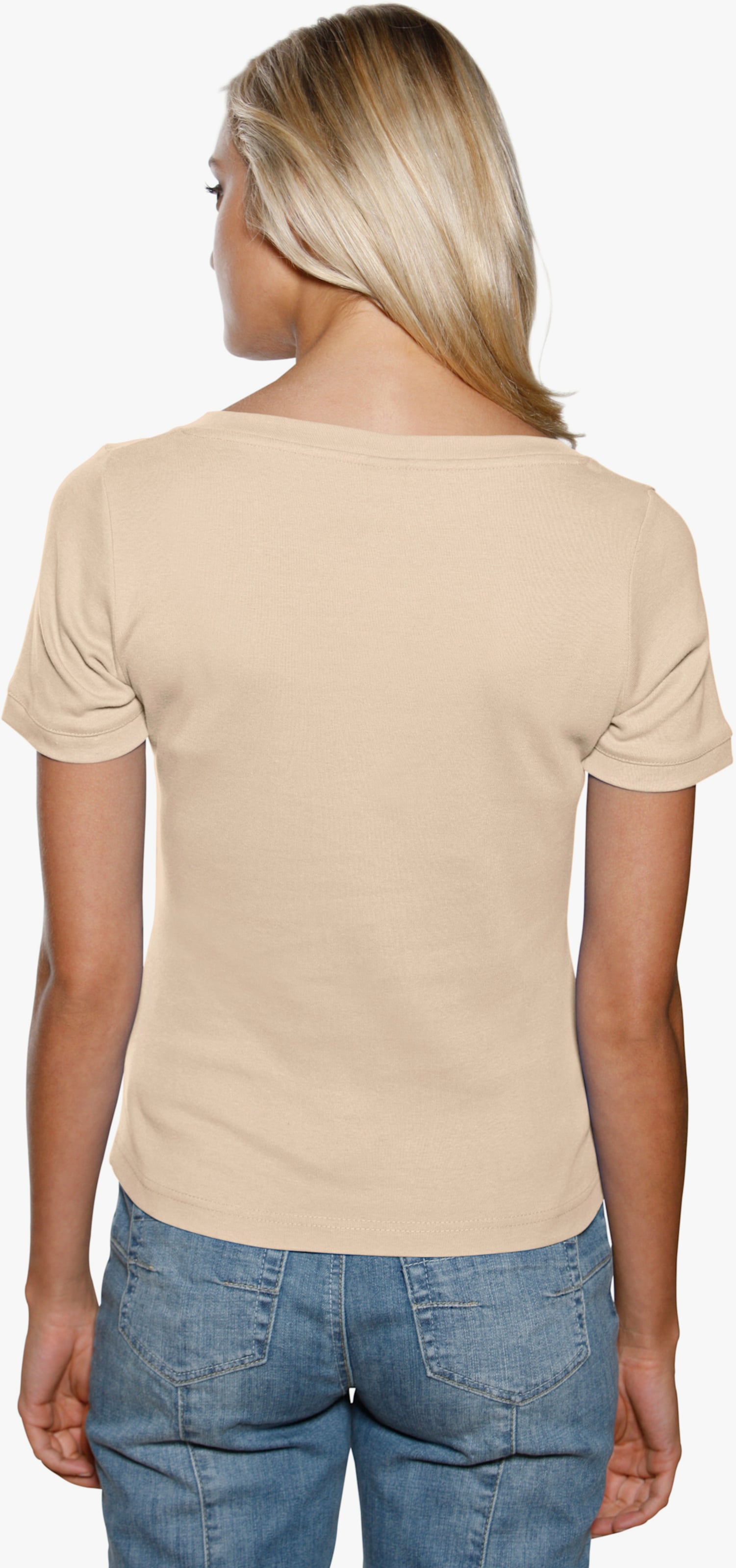heine Shirt aus Rippenware - beige