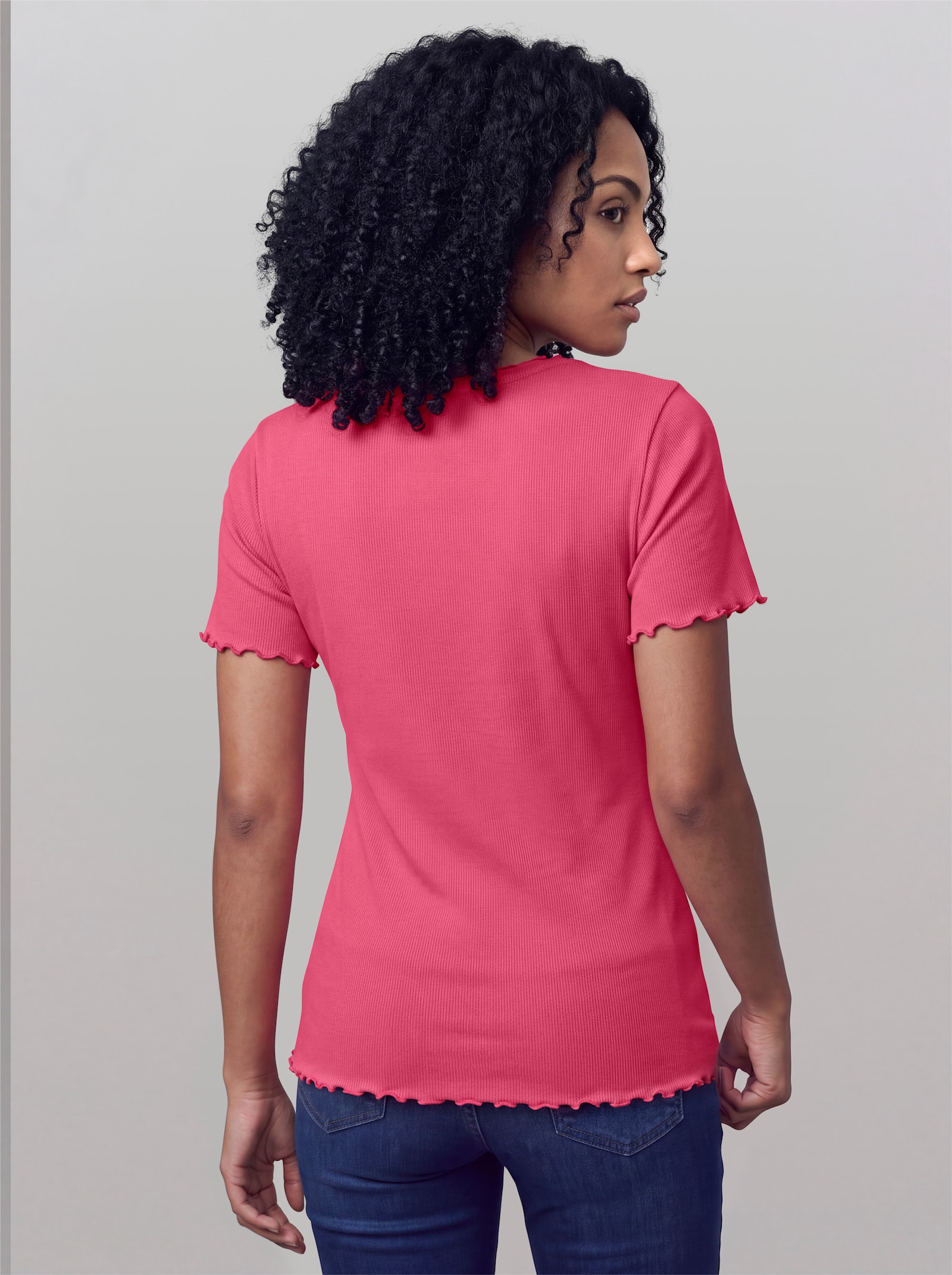 heine Rippshirt mit Wellenkanten - fuchsia