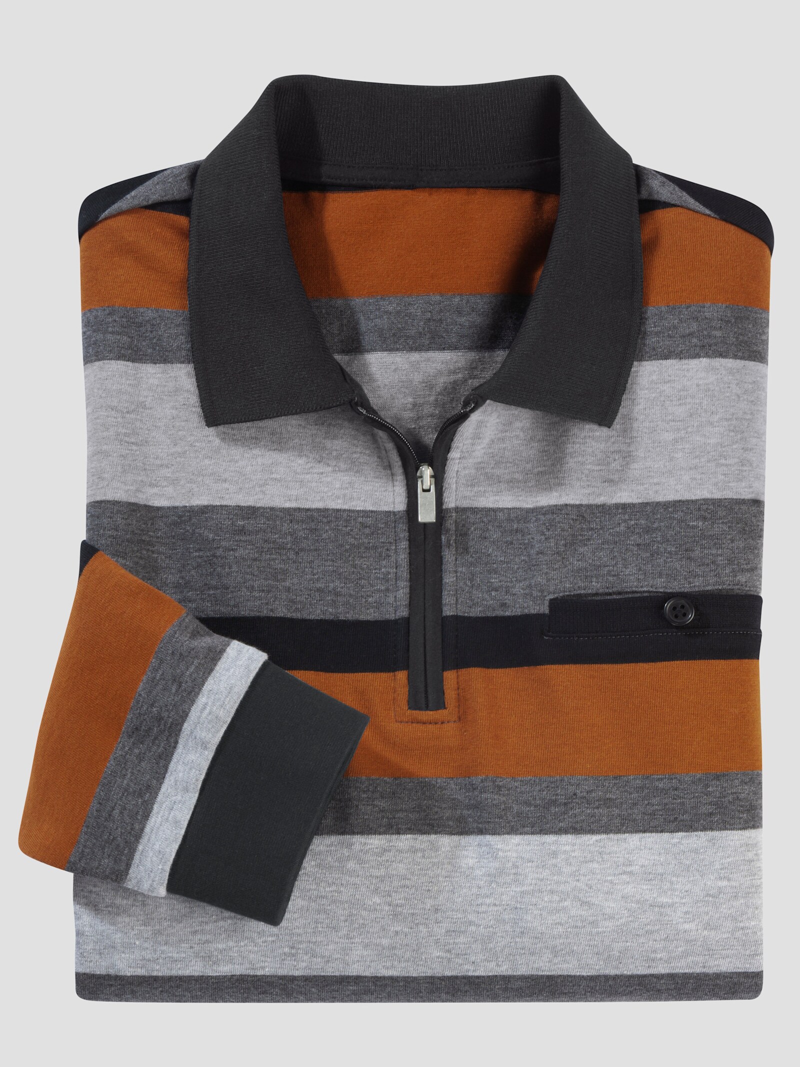 Sweatshirt in streepjesdessin - zwart/cognac gestreept