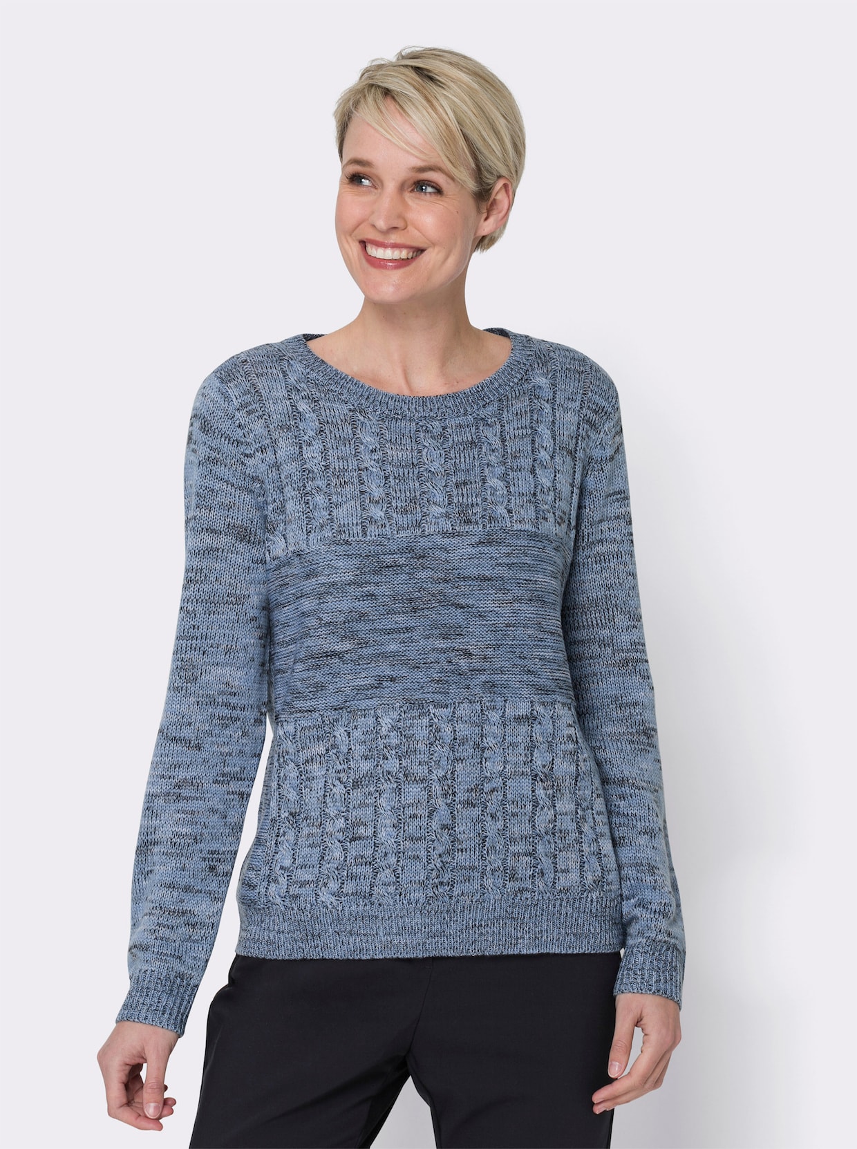 Langarm-Pullover - bleu-meliert