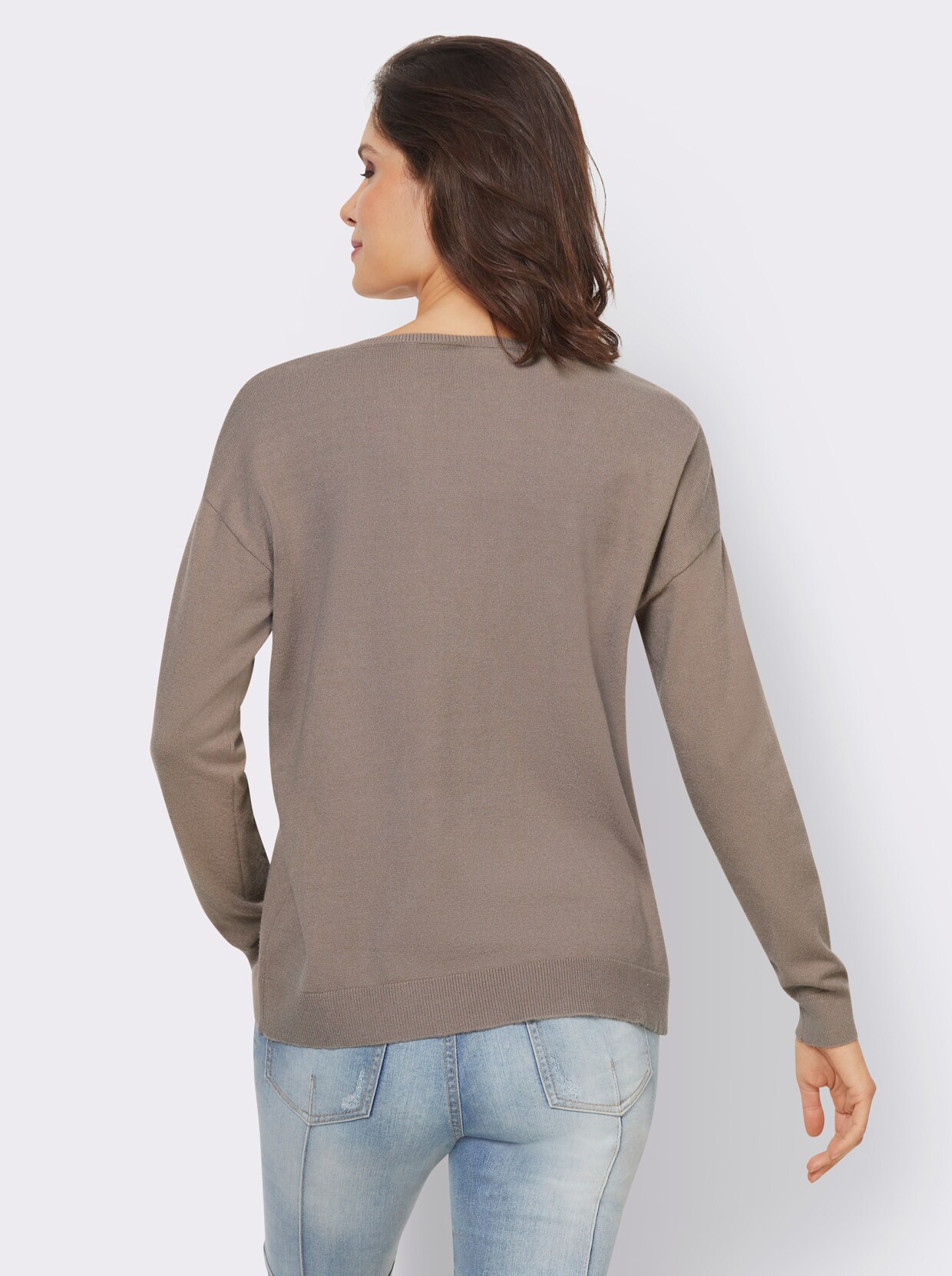 heine Pullover met V-hals - taupe