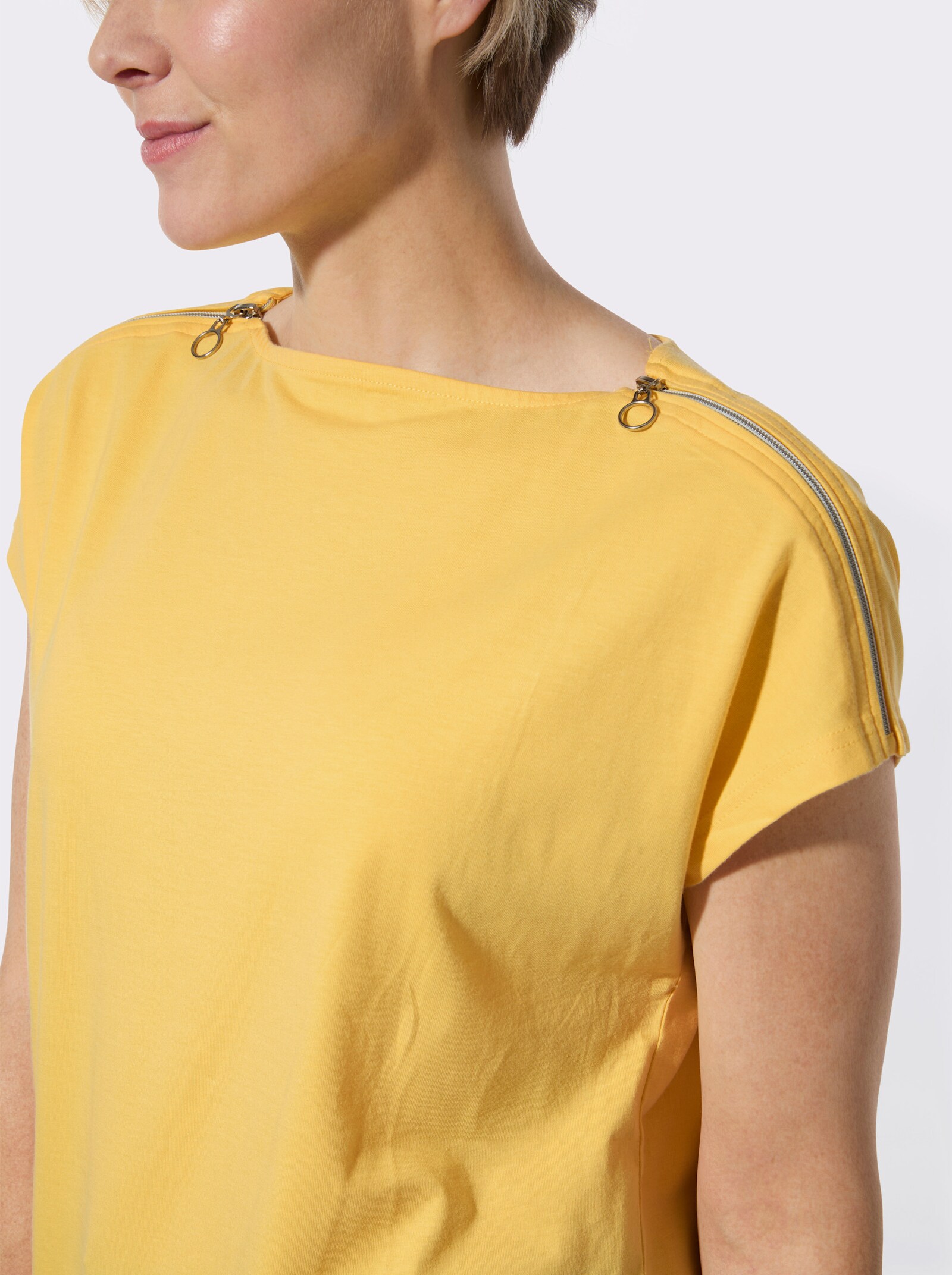 Longshirt mit U-Boot-Ausschnitt - gelb
