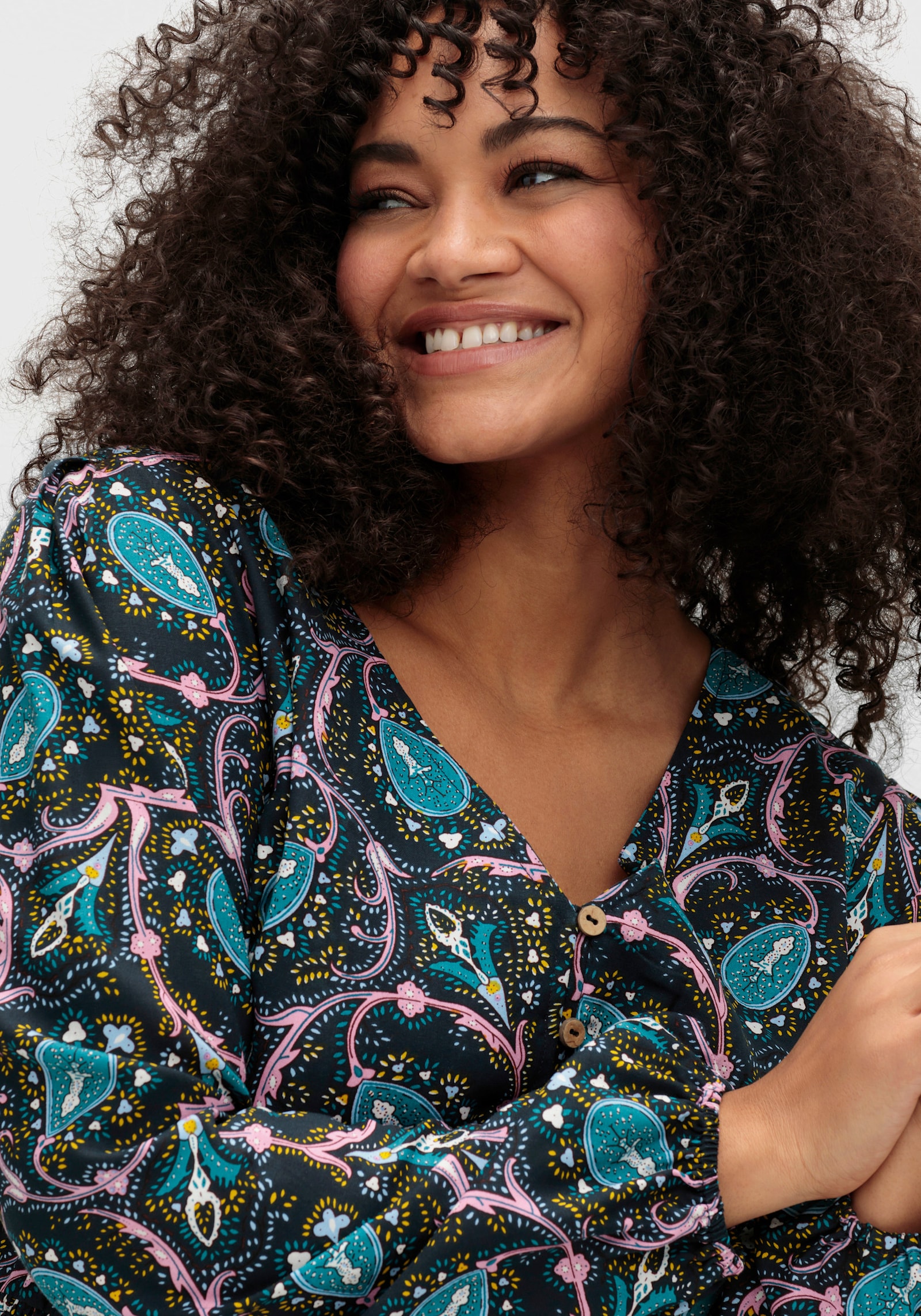 sheego by Joe Browns Maxikleid mit Paisleymuster - schwarz-gemustert