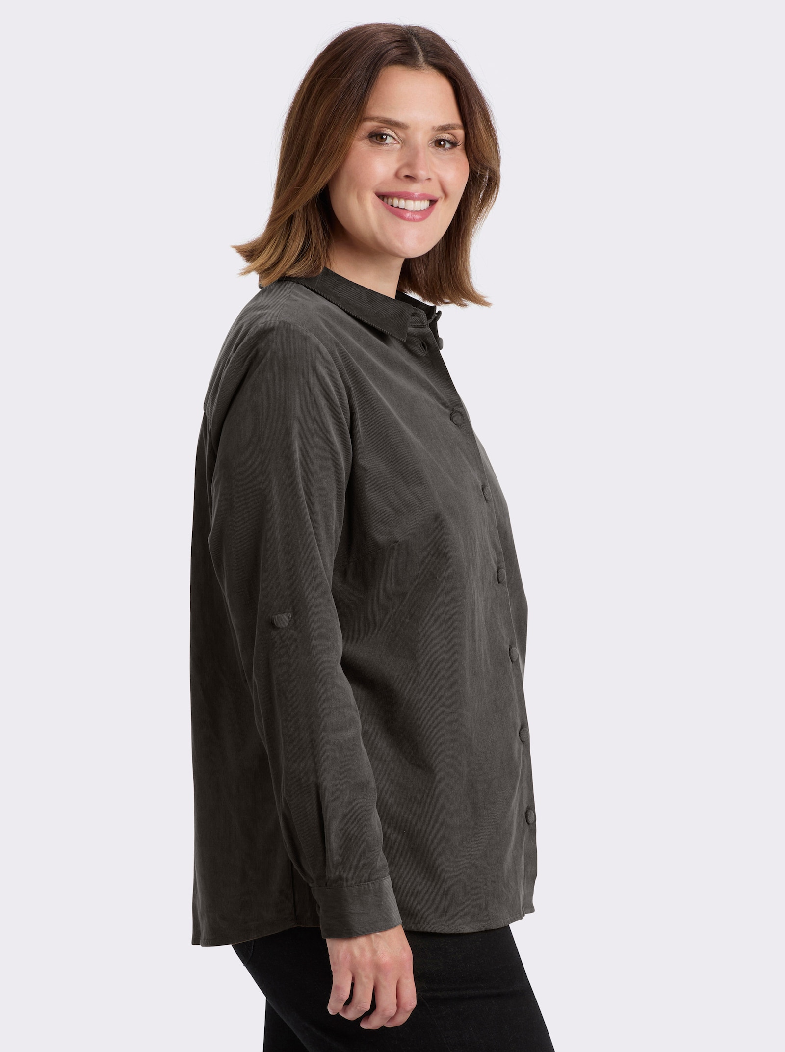 Hemdbluse in Cord-Qualität - graphit