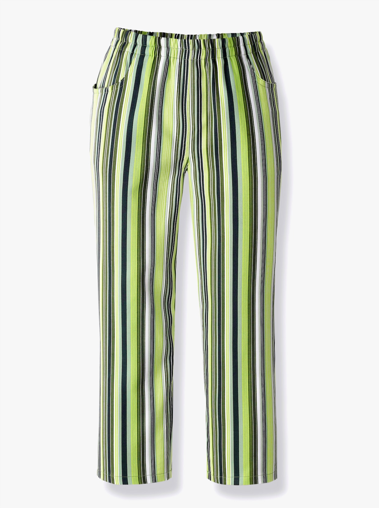 Capri kalhoty - zelená-proužek