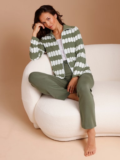 feel good Hausanzug mit Modal - khaki-ecru-bedruckt