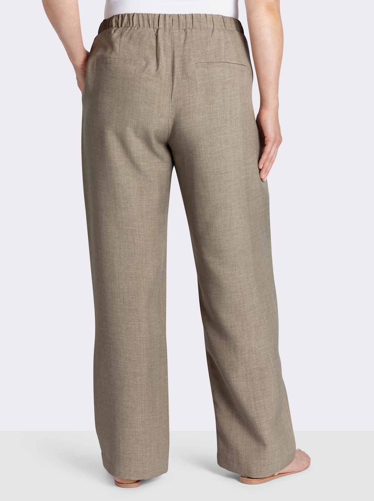 sheego Schlupfhose mit weitem Bein - schlamm-champagner-meliert