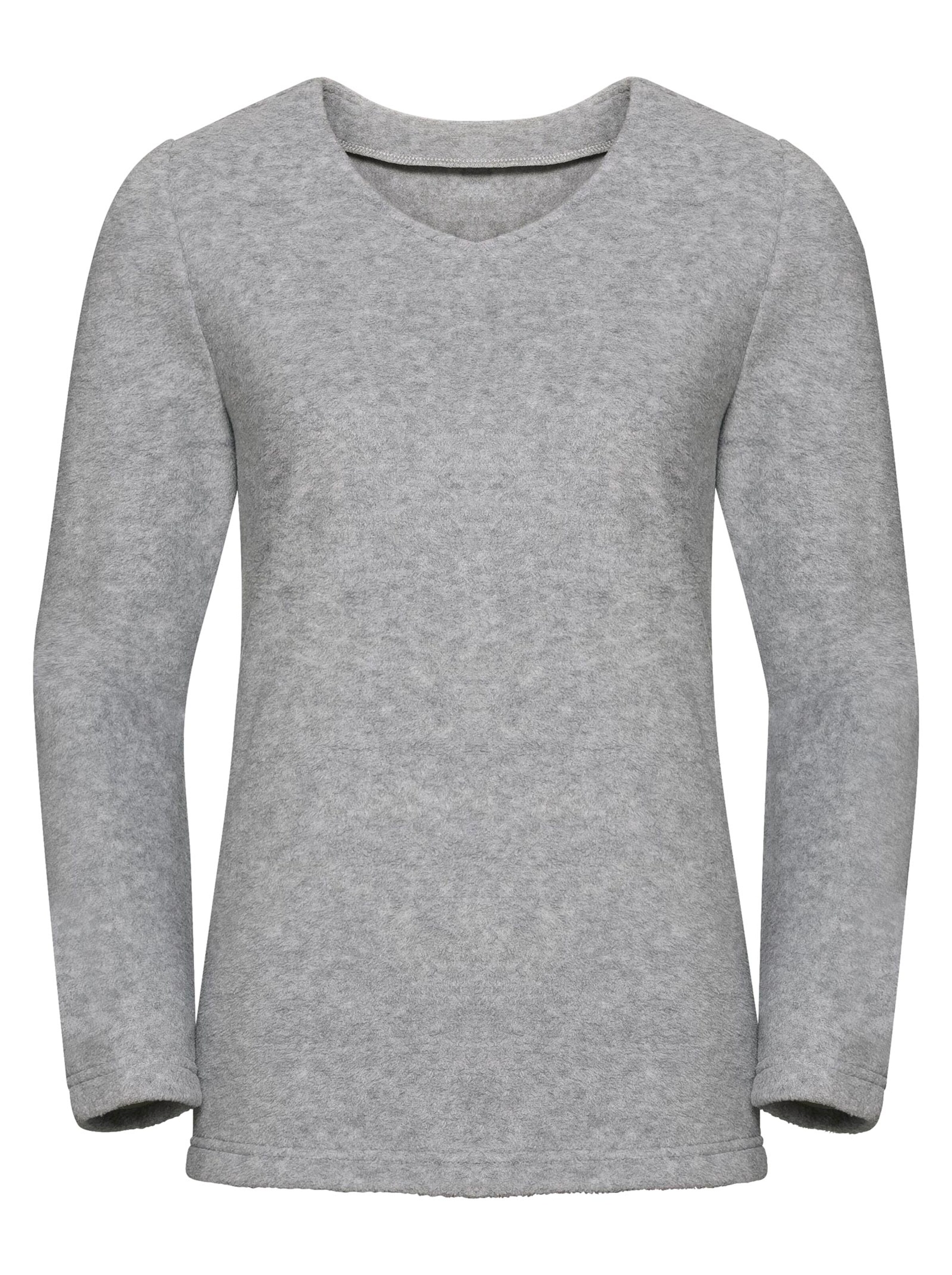 Fleece-Shirt - hellgrau-meliert