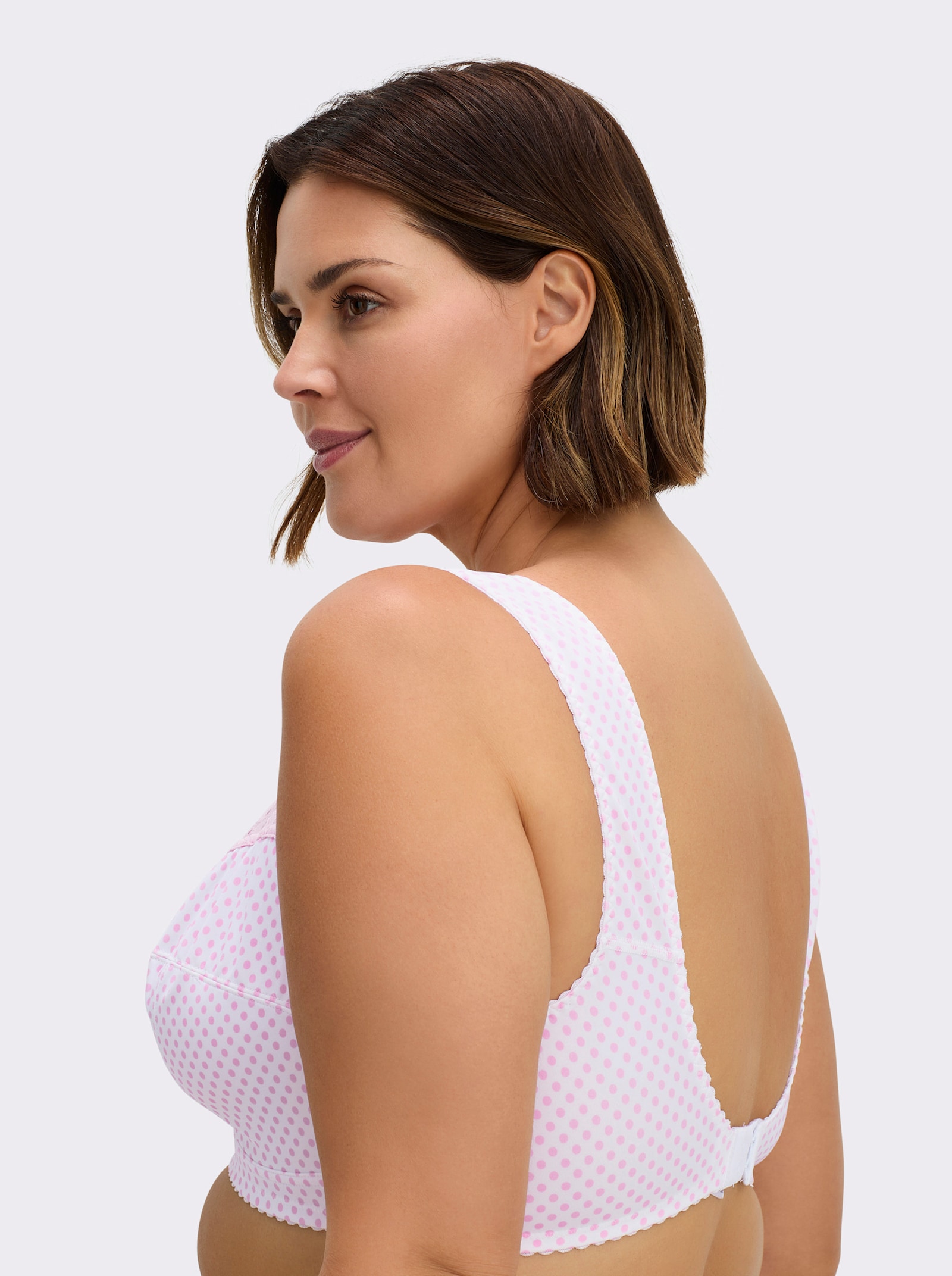 wäschepur Entlastungs-BH ohne Bügel mit elastischer Spitze - grau-getupft + rosé-getupft