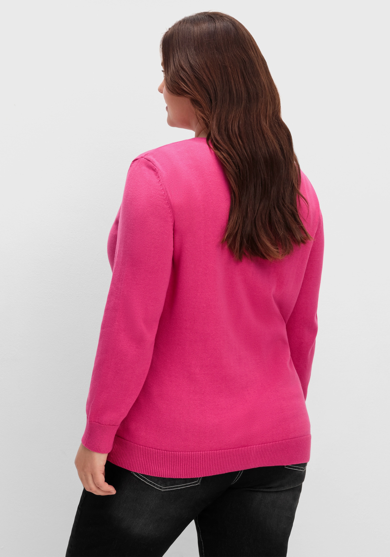 Strickjacke aus reiner Baumwolle - fuchsia