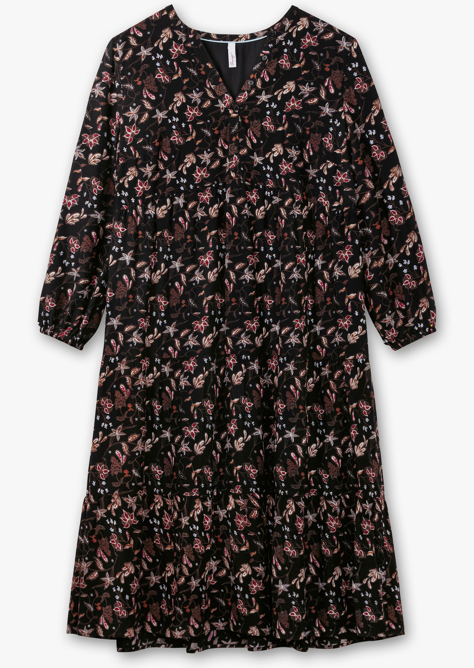 sheego Maxikleid mit Alloverprint - schwarz bedruckt