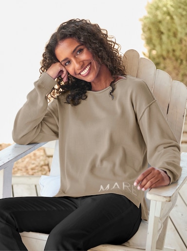 heine Katoenen pullover met zijsplitten - sesam