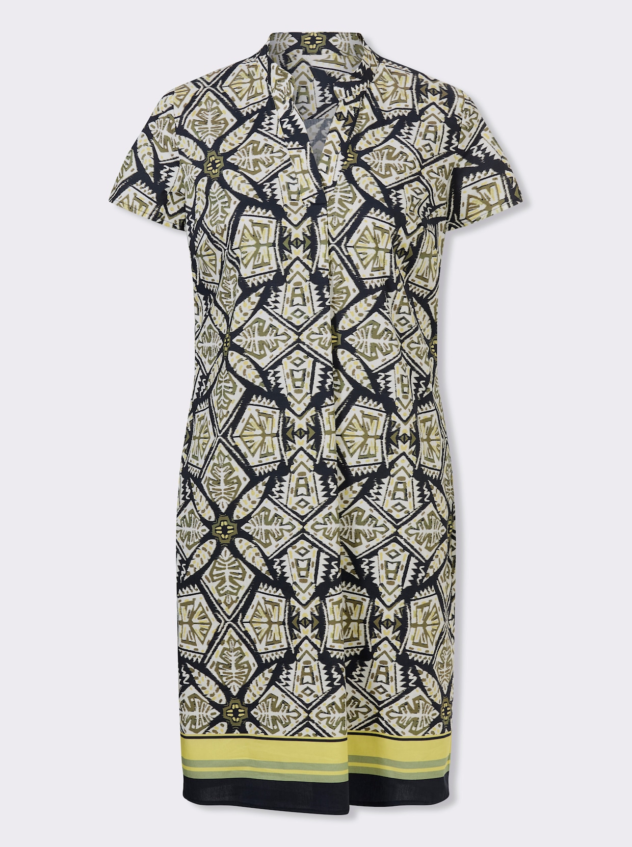 heine Druckkleid - schwarz-limone-bedruckt