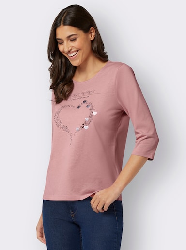 3/4-Arm-Shirt mit Herz-Motiv - hortensie-schwarz