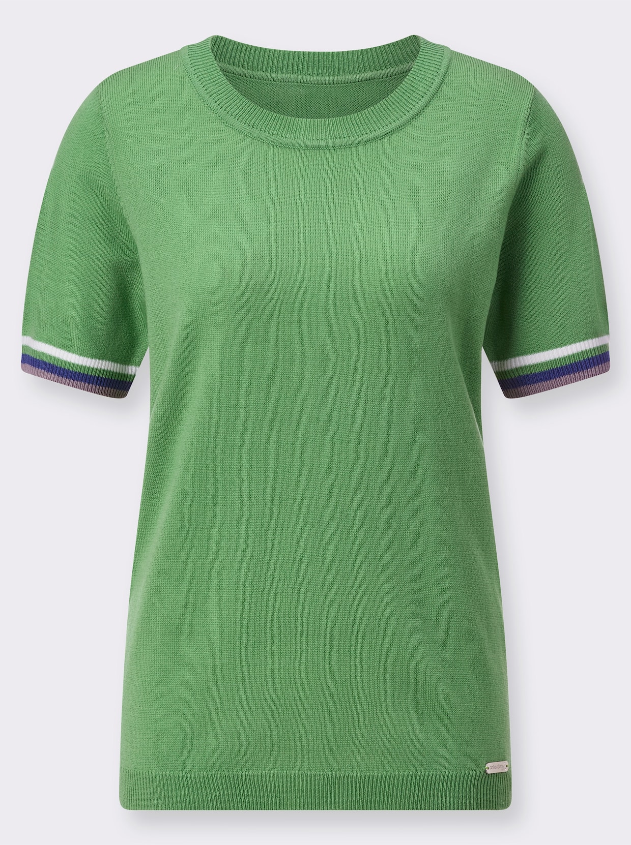 Pullover met ronde hals - appelgroen/wit gestreept