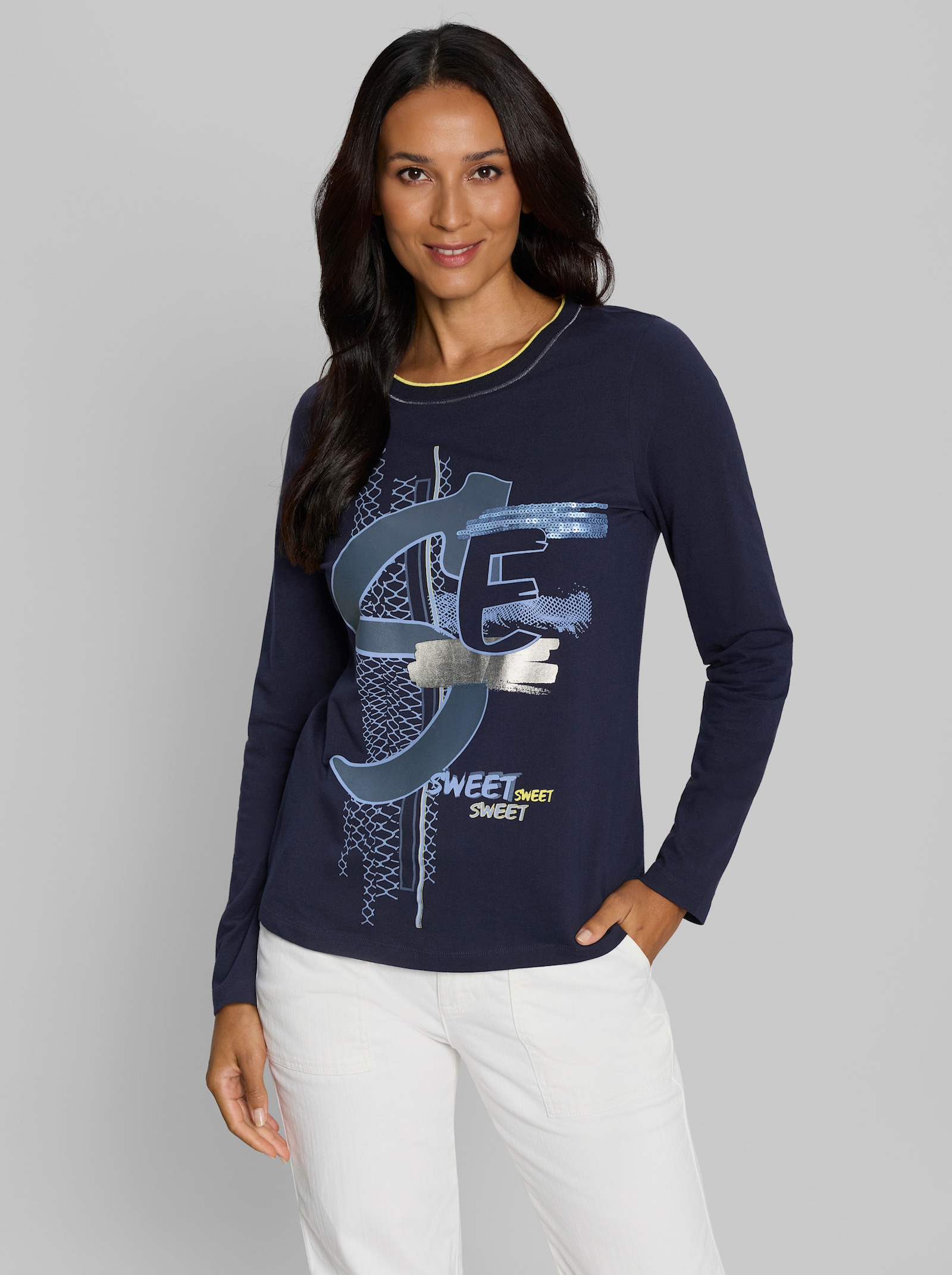 heine Langarmshirt mit Folienprint - marine