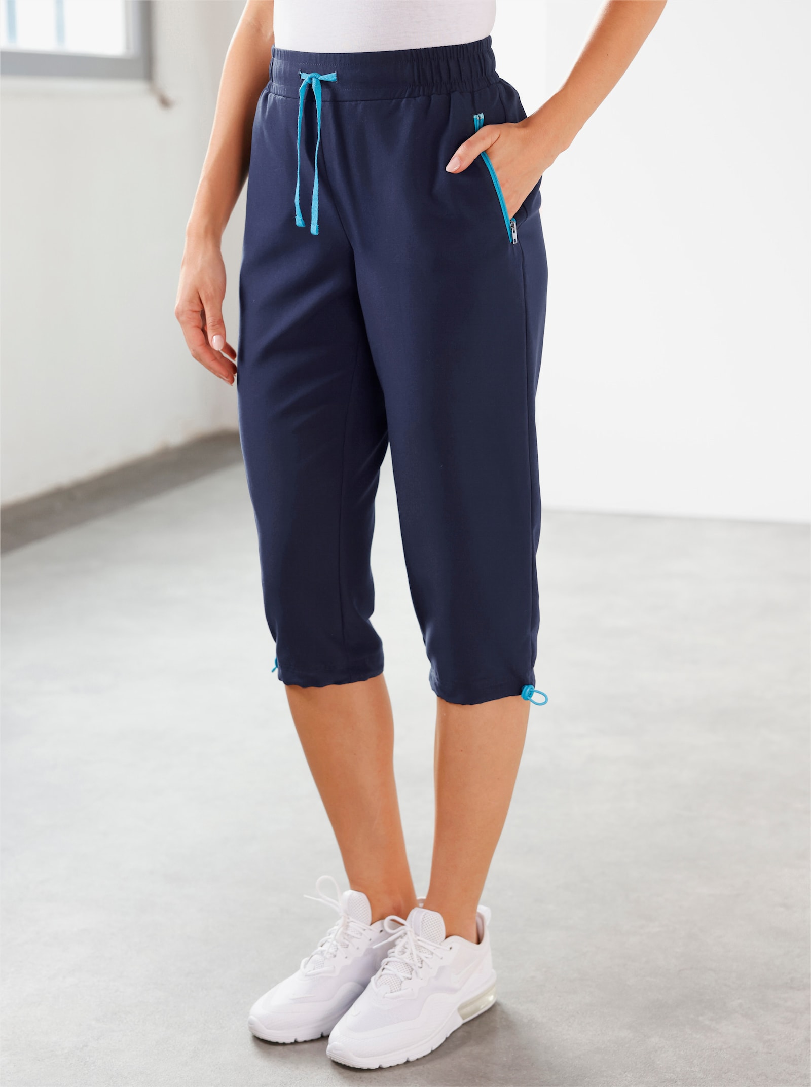 Caprihose mit weitenverstellbarem Saum - marine