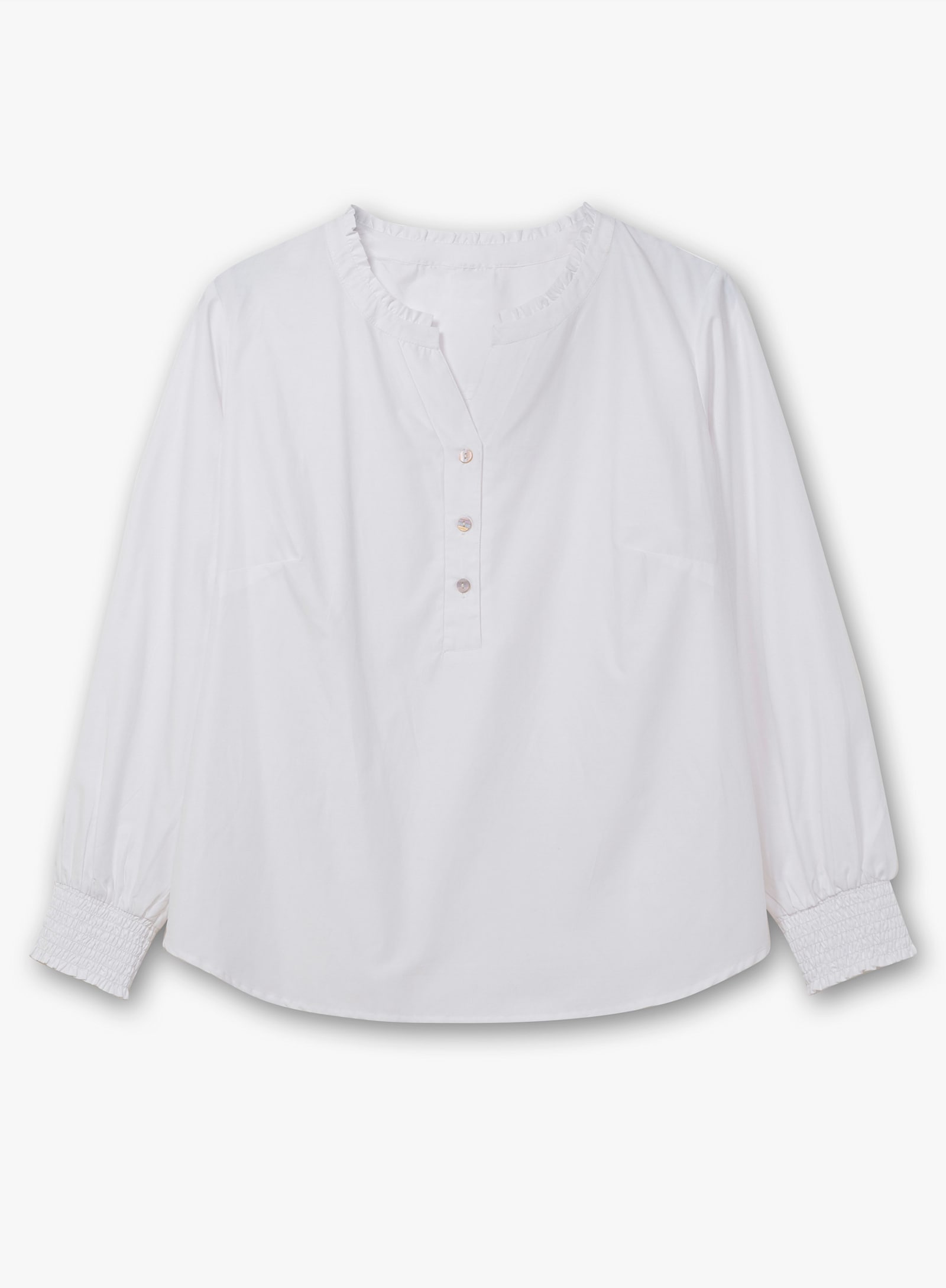 Schlupfbluse mit Rüschen-Details - weiß