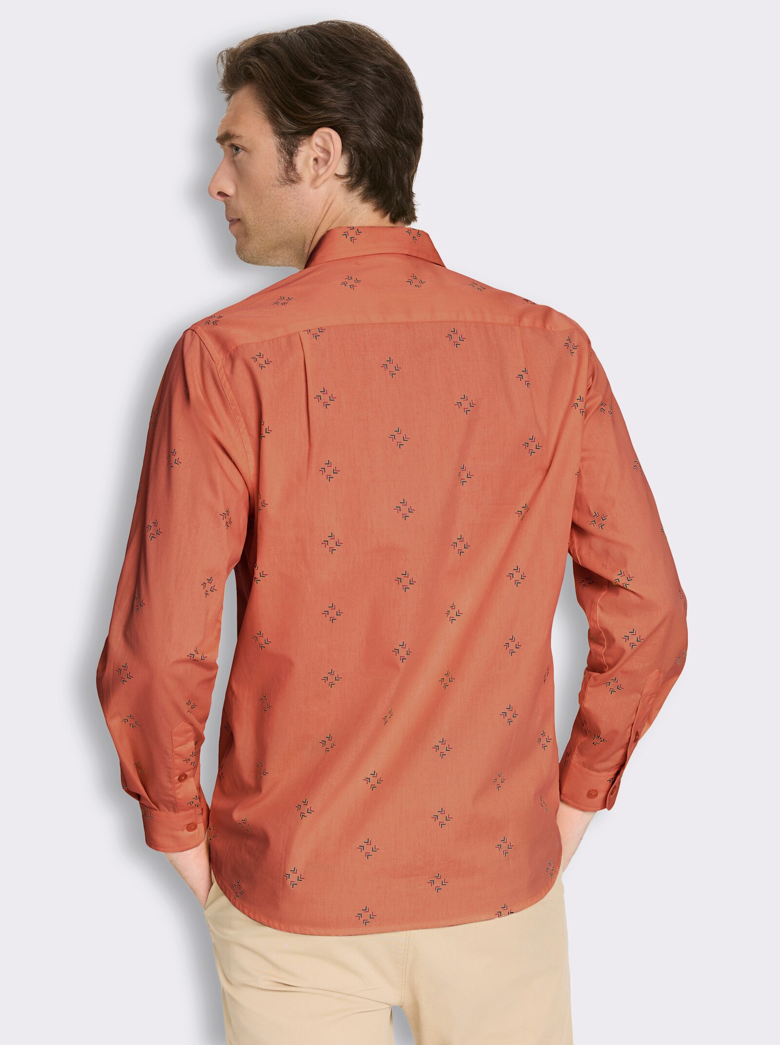 Langarmhemd mit Allover-Print - papaya