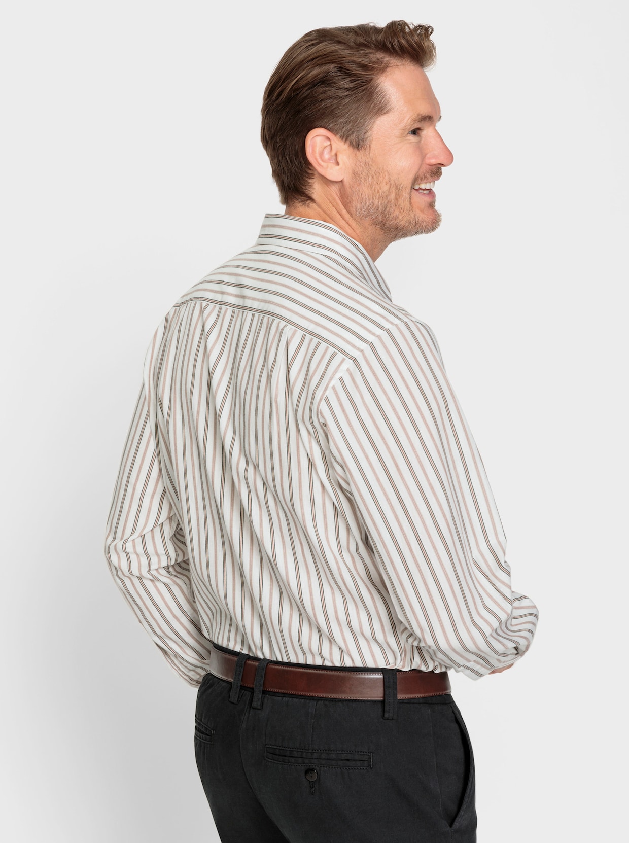 Marco Donati Hemd met lange mouwen - sesam/wit gestreept