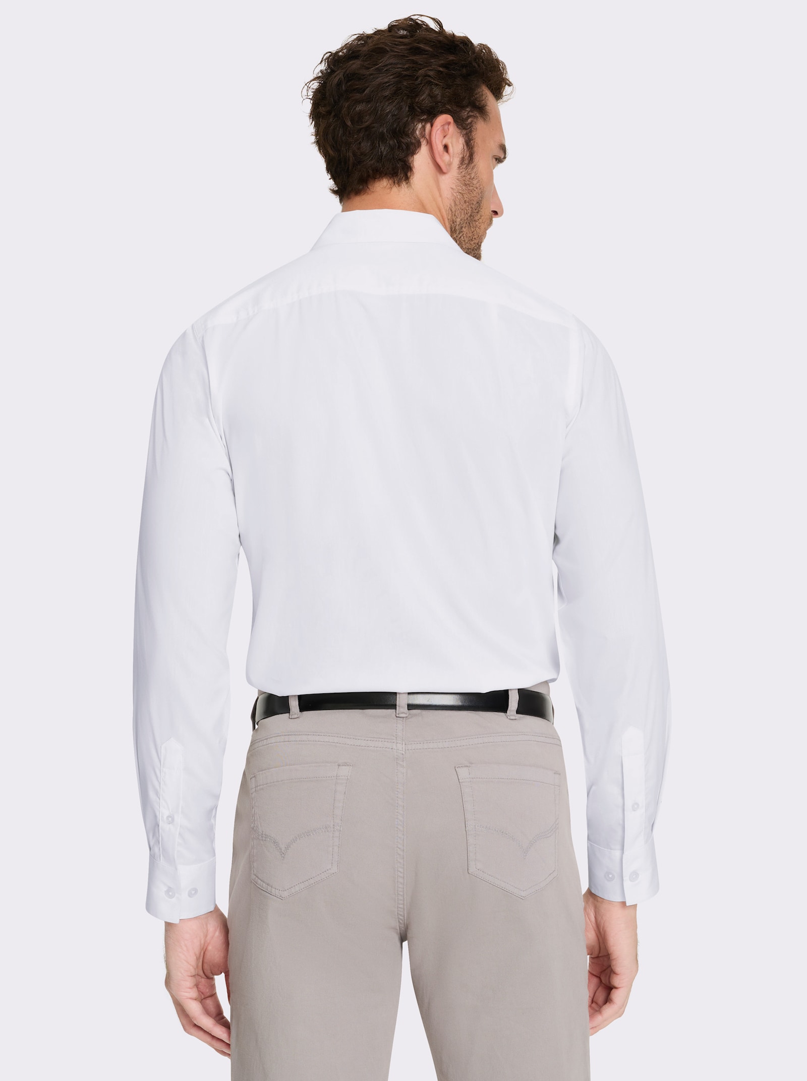 Marco Donati Langarmhemd in Popeline-Stretch - weiß