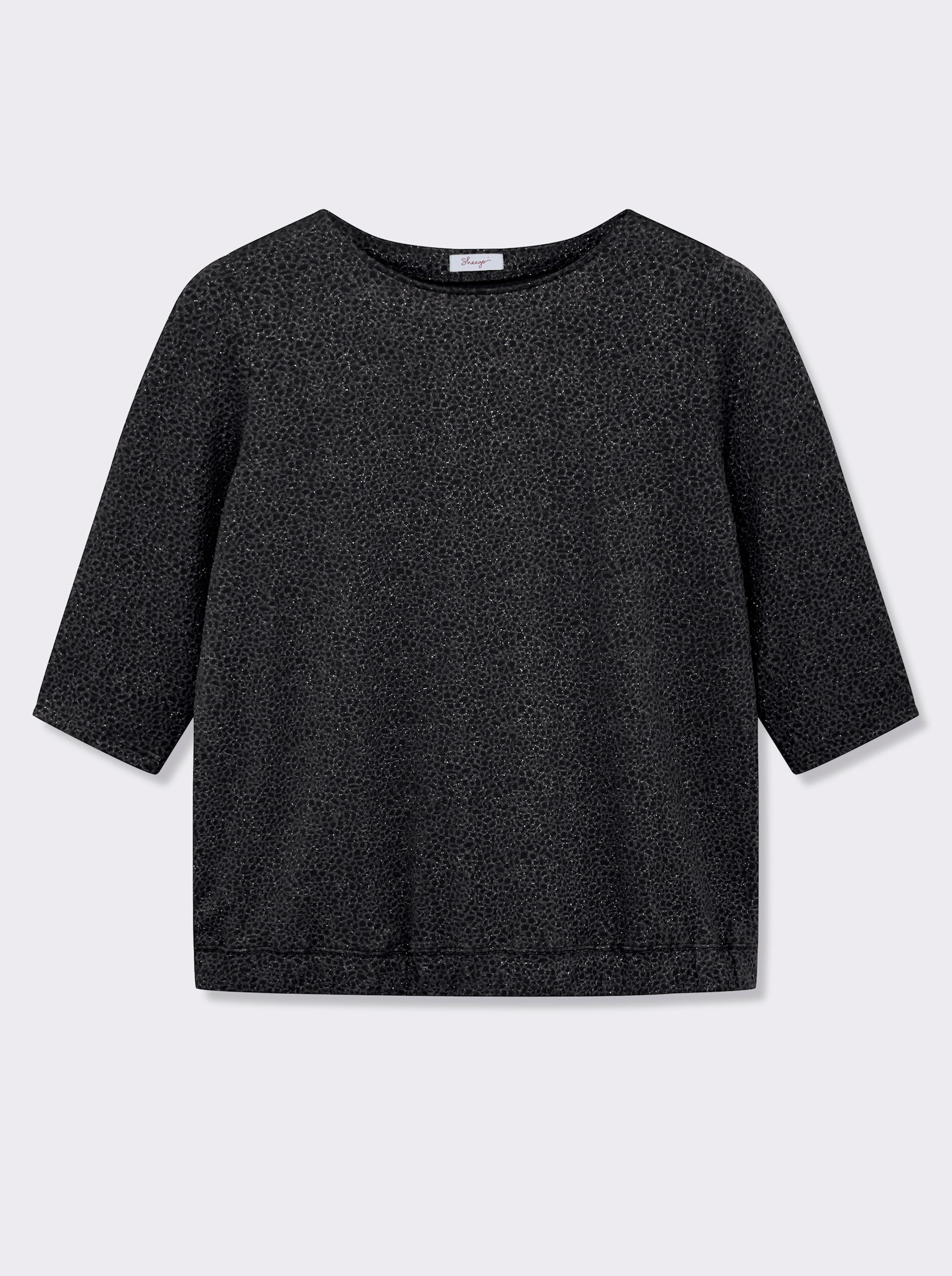 sheego Sweatshirt mit Effektgarn und 3/4-Ärmeln - schwarz-gemustert