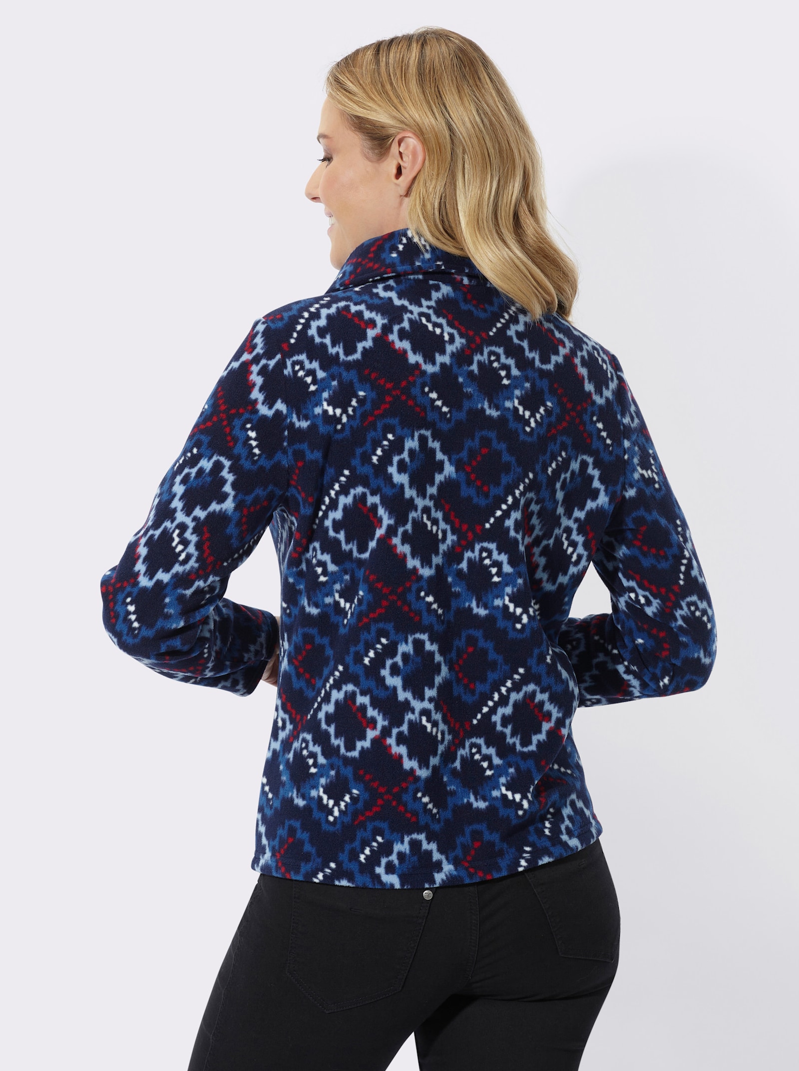 Fleeceshirt mit modischem Muster - marine-bleu-bedruckt