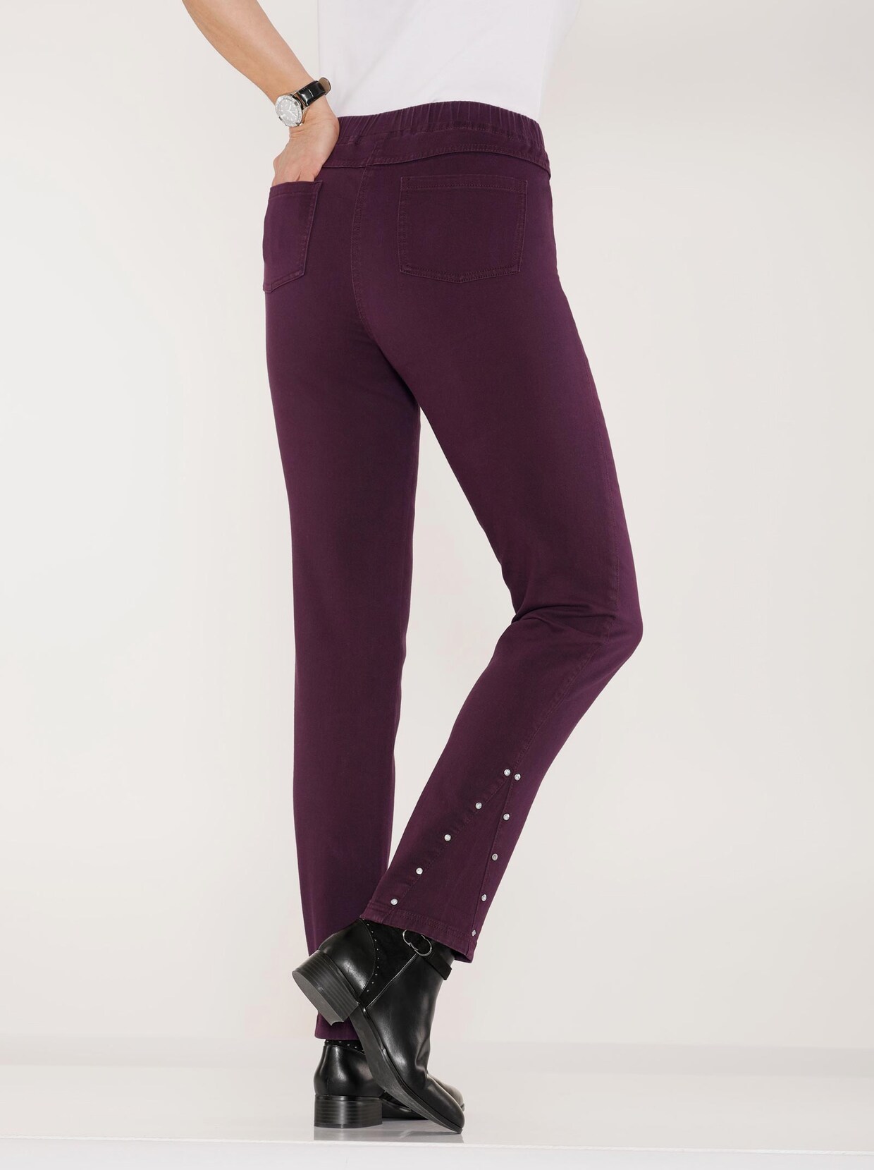 Schlupfjeans - aubergine