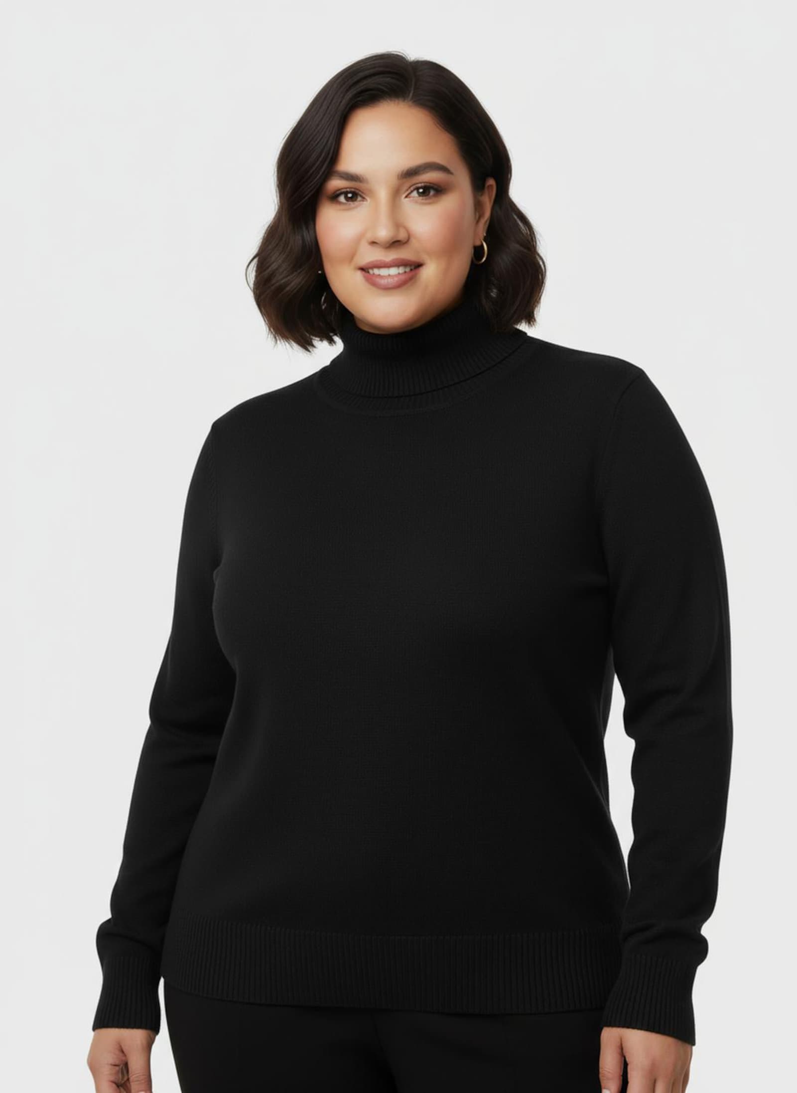 Rollkragenpullover aus Feinstrick - schwarz