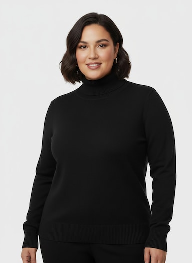 Rollkragenpullover aus Feinstrick - schwarz
