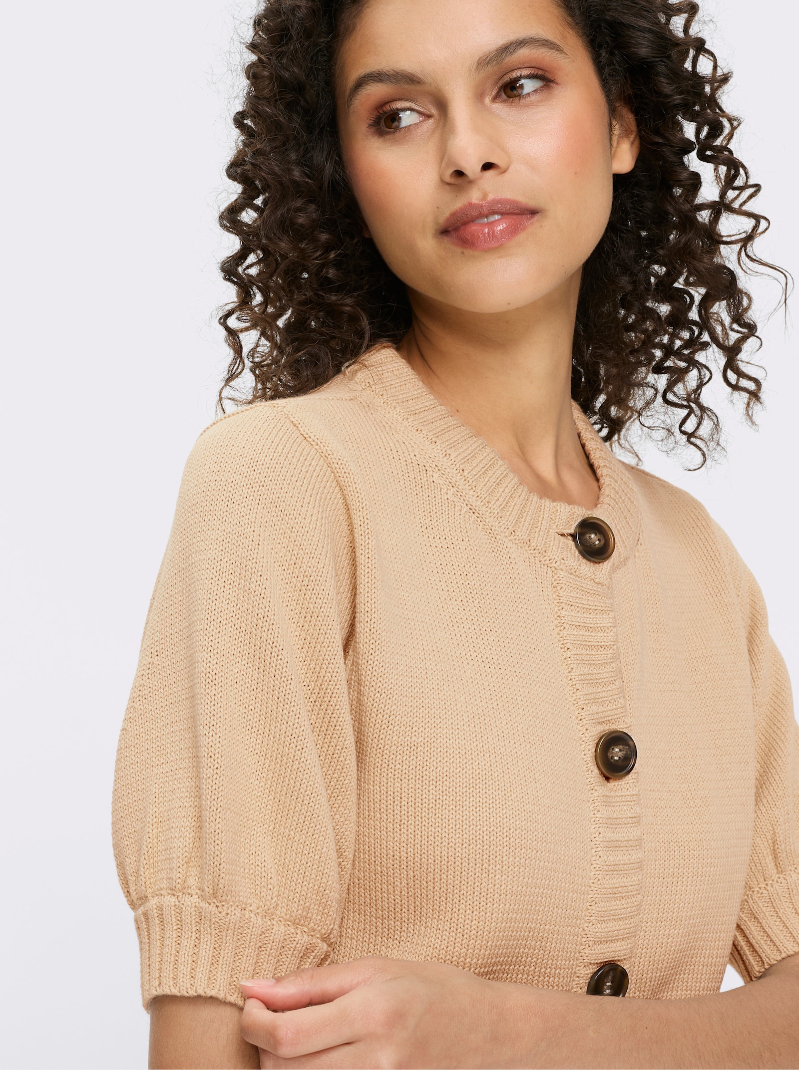 heine Veste en tricot à manches ballon courtes - sable