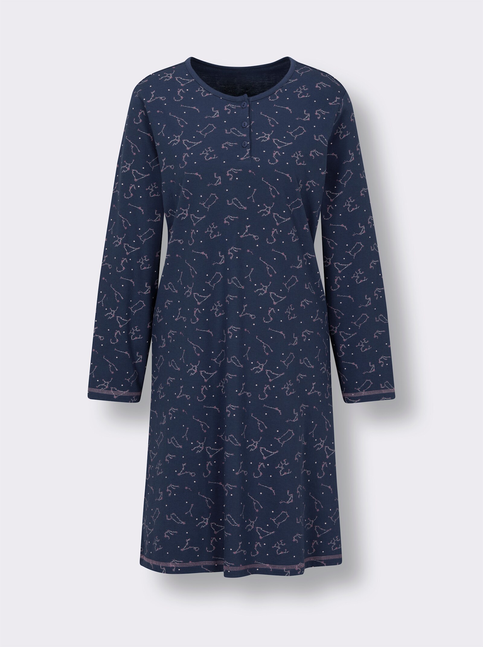 Comtessa Nachthemd mit Sternbild-Motiven - marine-altrosa-bedruckt
