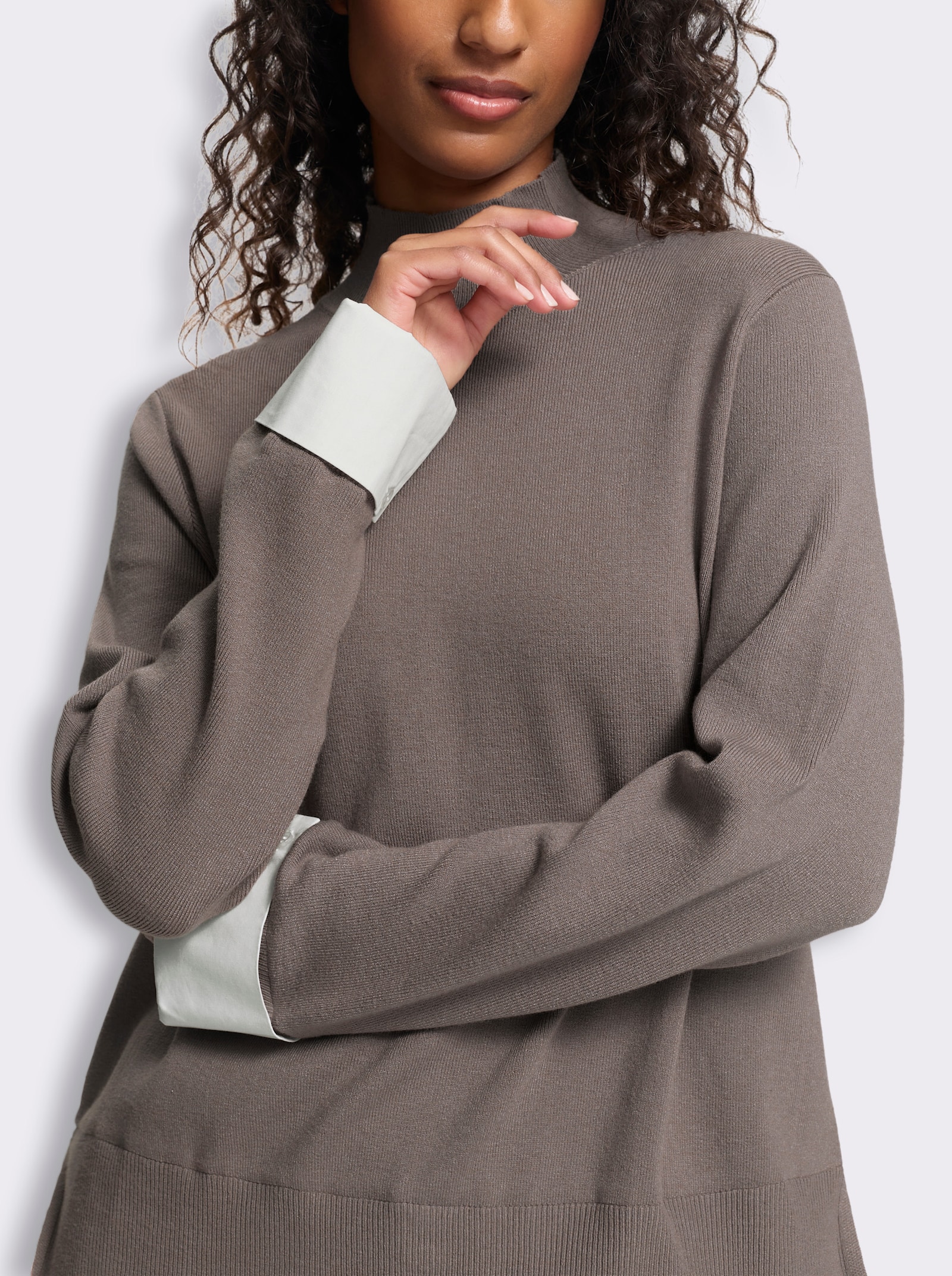 heine Feinstrickpullover in 2-in-1-Optik - taupe