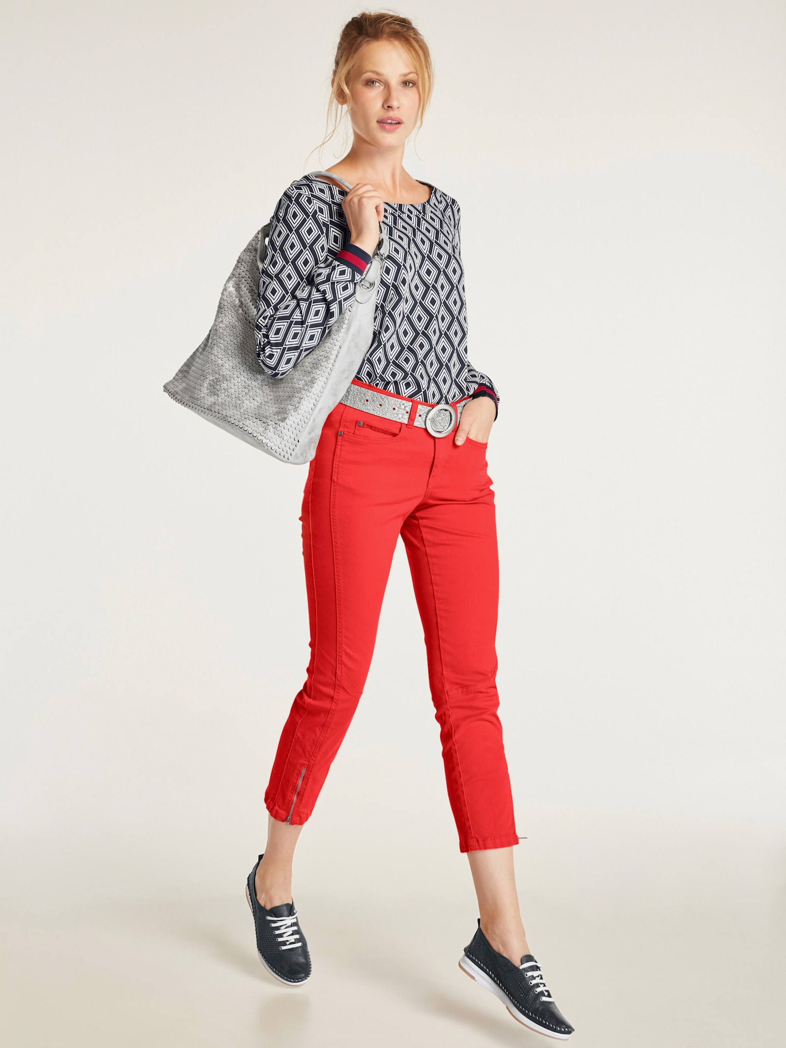 heine Röhrenhose mit Bauchweg-Einsatz vorn - hibiskus